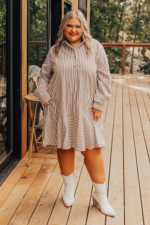 Stripe A Pose Mini Dress in Brown Curves Product Image