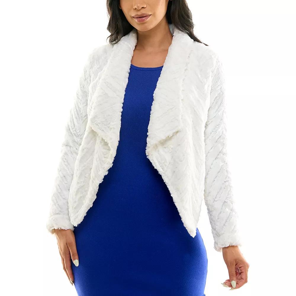 Womens Nina Leonard Waterfall Faux-Fur Jacket Product Image