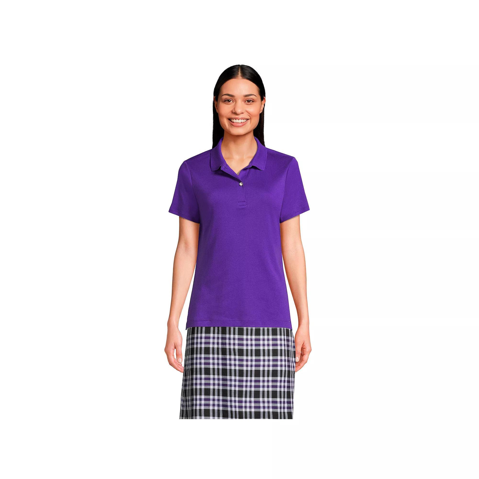 Womens Lands End School Uniform Short Sleeve Interlock Polo Shirt Product Image