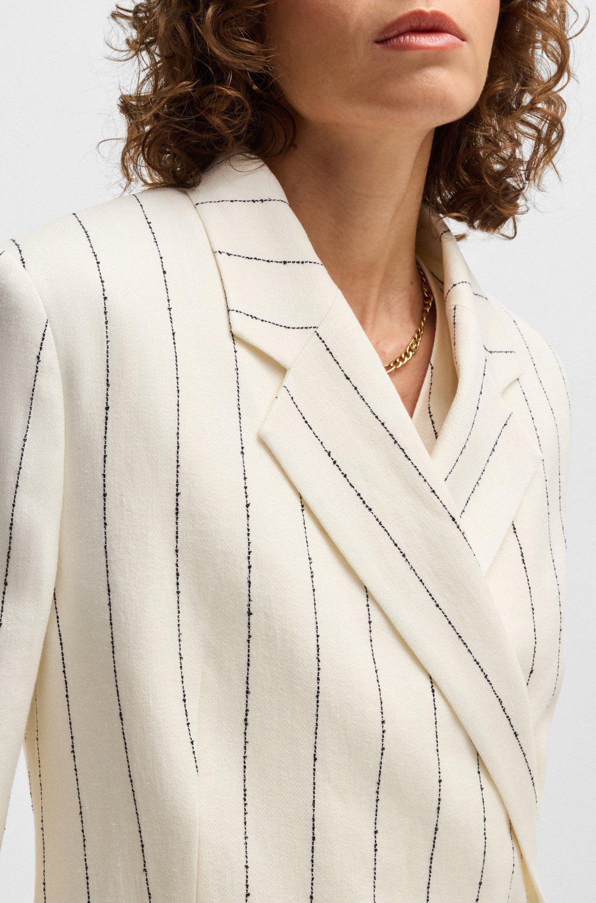 BOSS - Relaxed-fit suit jacket in striped linen-blend bouclé - Patterned Product Image