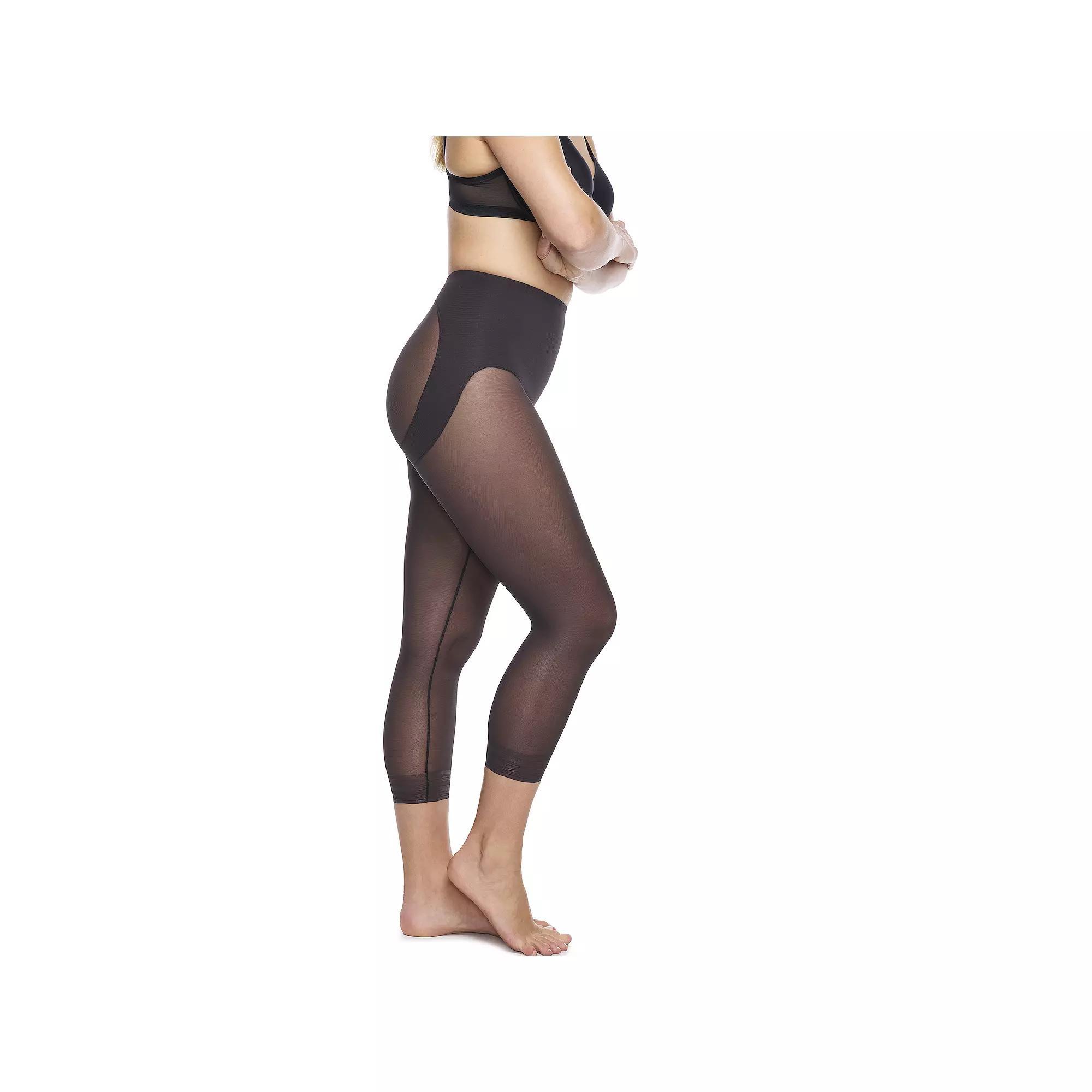 Naomi & Nicole® Firm Control Shapewear Sheer Capri Pantliner 747, Women's, Size: Large, Black Product Image