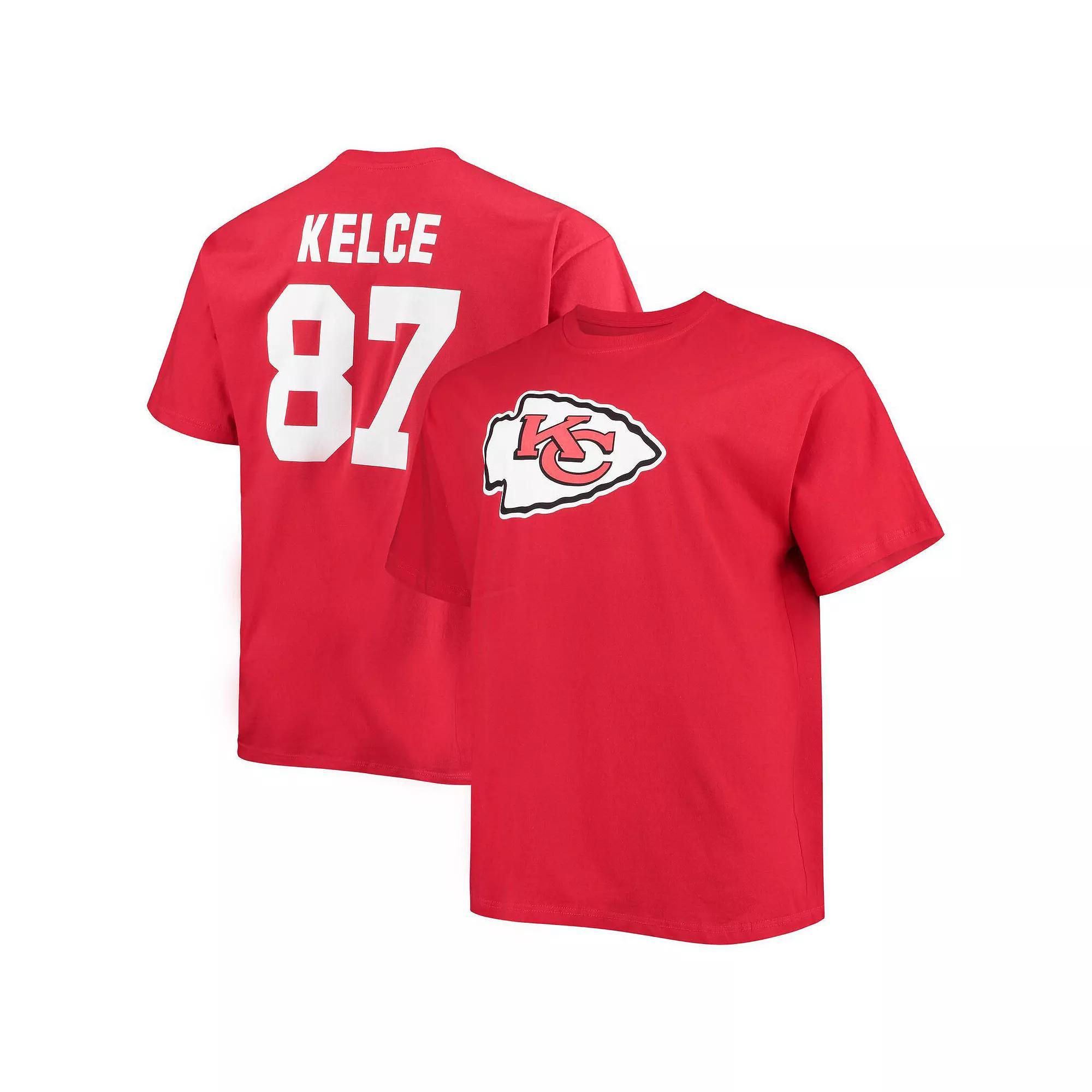 Men's Fanatics Branded Travis Kelce Red Kansas City Chiefs Big & Tall Player Name & Number T-Shirt, Size: 4XLT Product Image