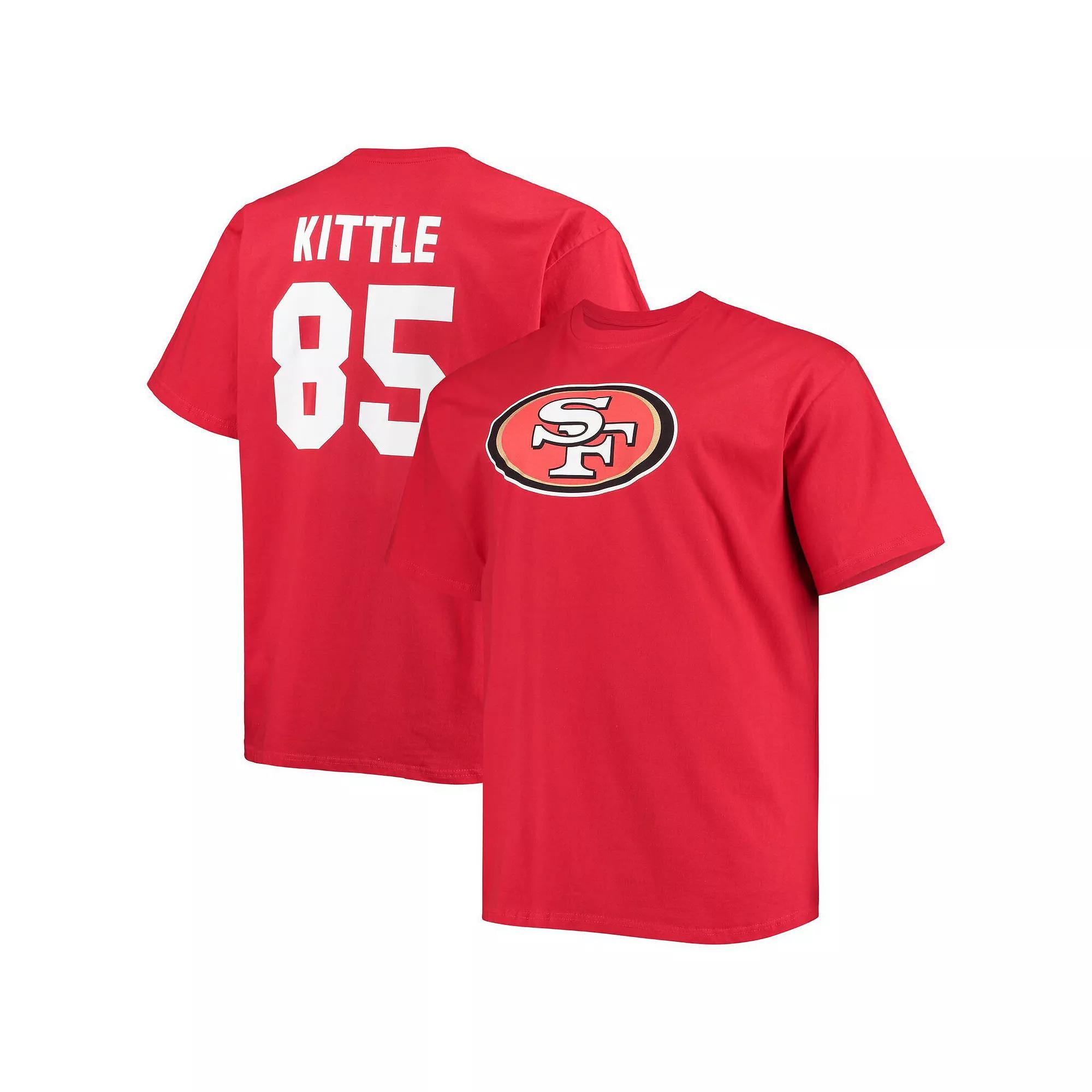 Men's Fanatics Branded George Kittle Scarlet San Francisco 49ers Big & Tall Player Name & Number T-Shirt, Size: 4XB, Red Product Image