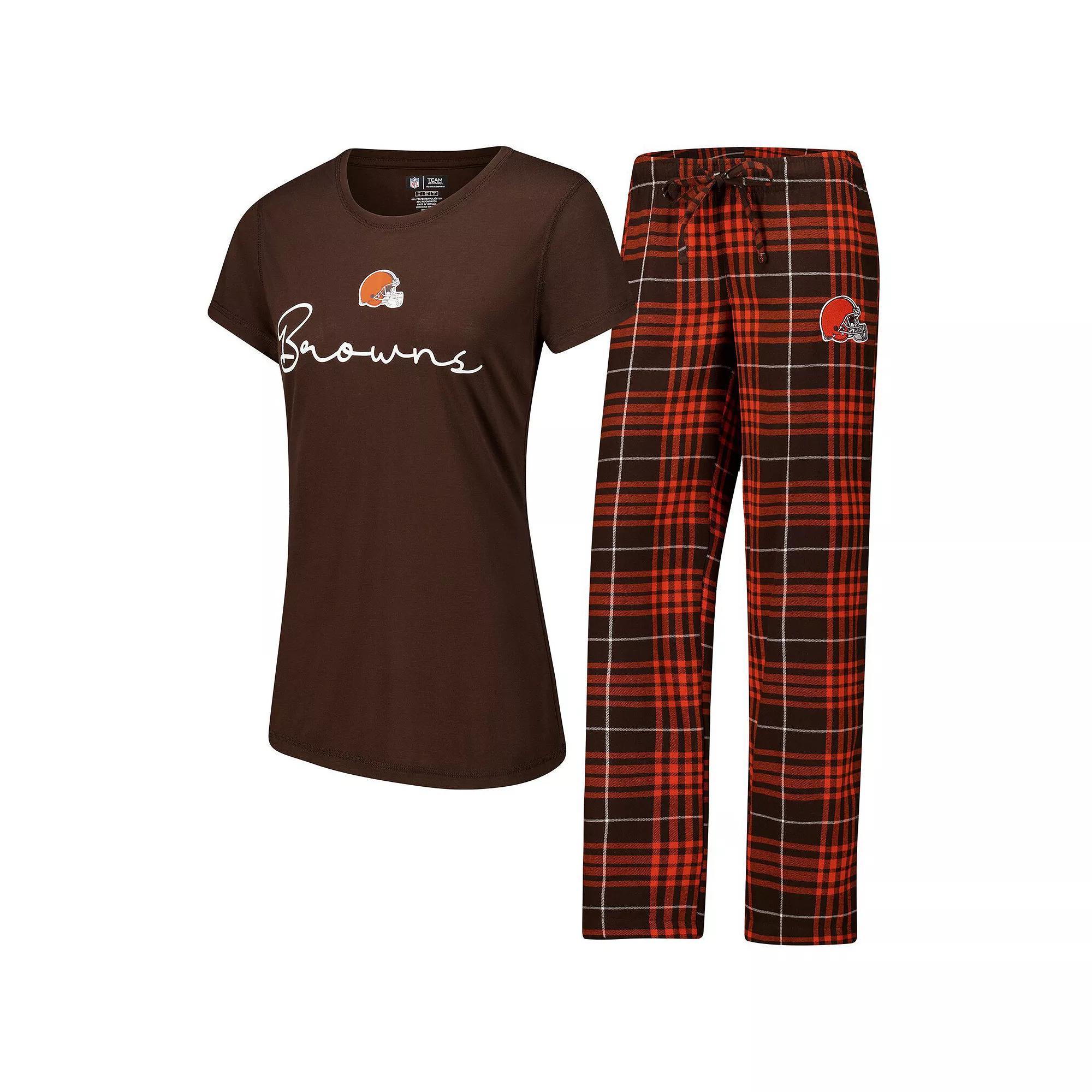Women's Concepts Sport Cleveland Browns Vector T-Shirt & Flannel Pants Sleep Set, Size: 3XL Product Image