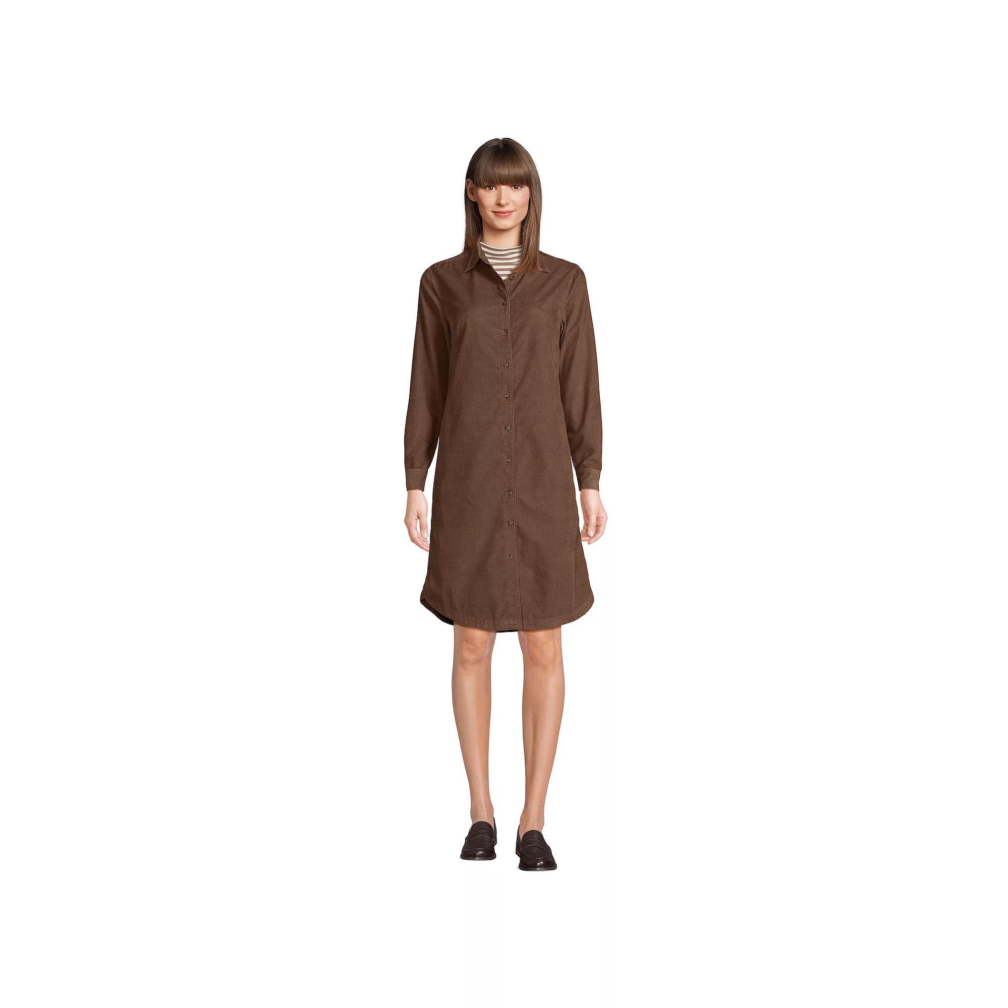 Womens Lands End Pinwale Cord Button Front Dress Product Image