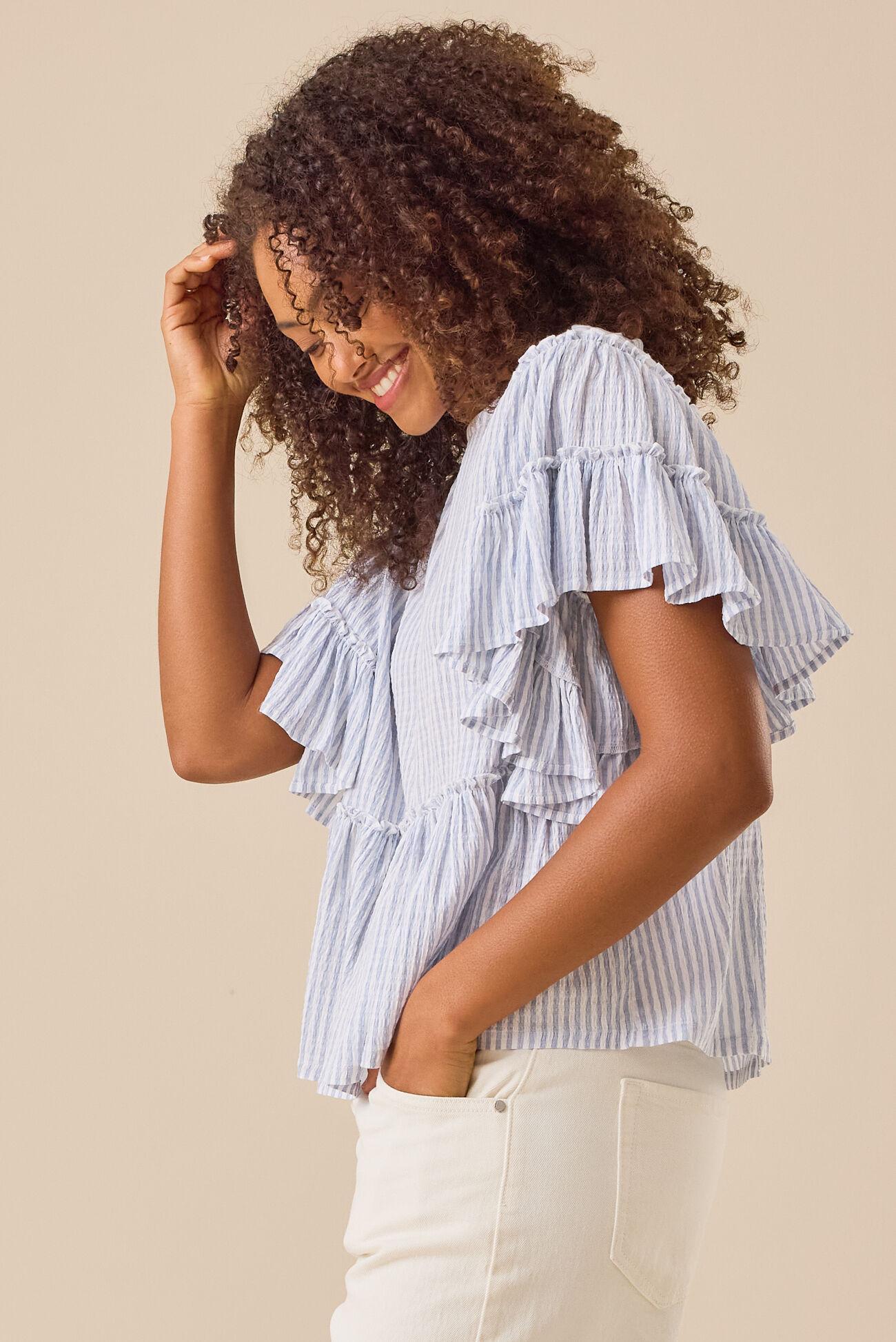 Delilah Striped Flutter Sleeve Top Product Image