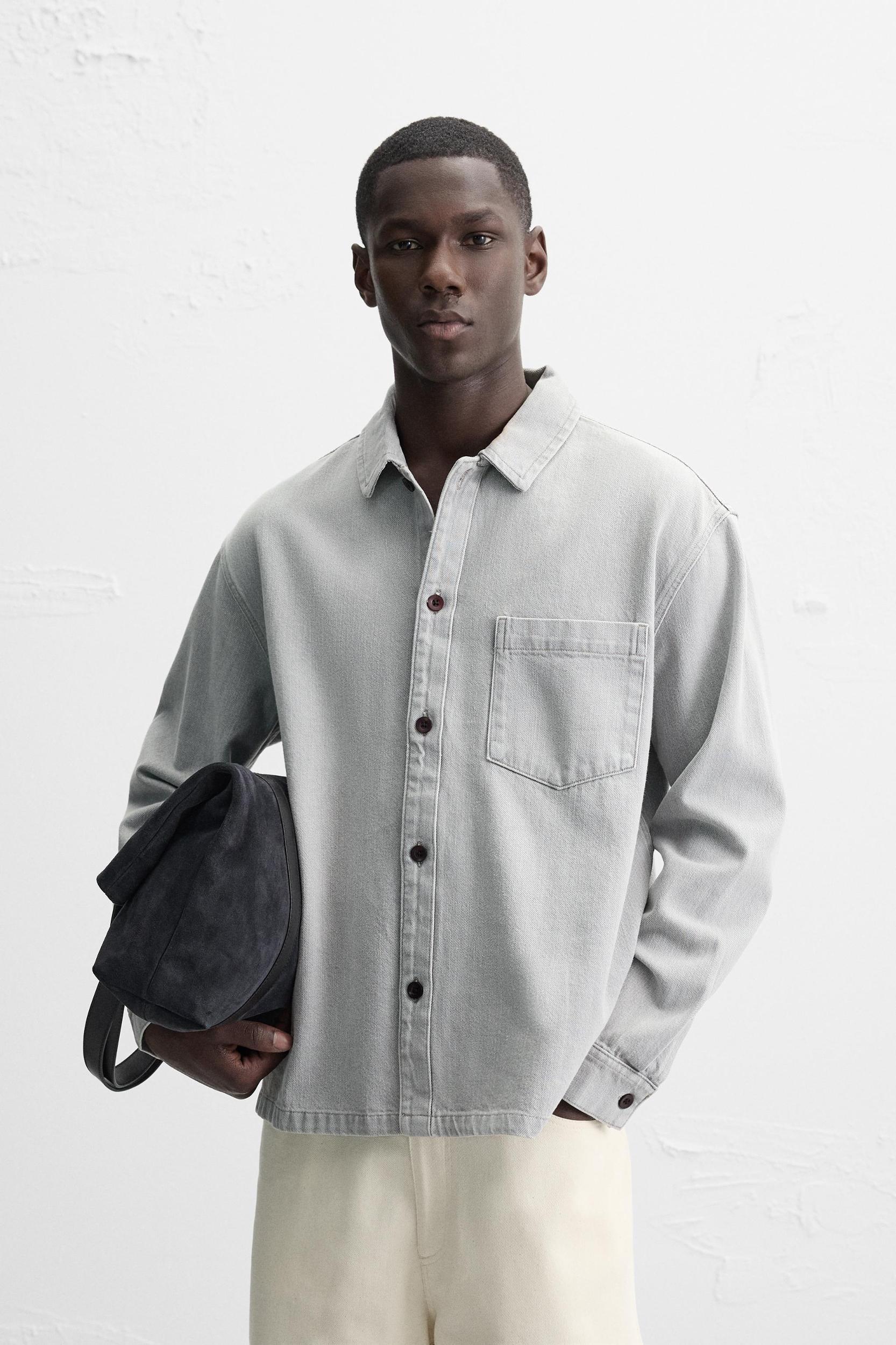 BOXY FIT DENIM SHIRT Product Image
