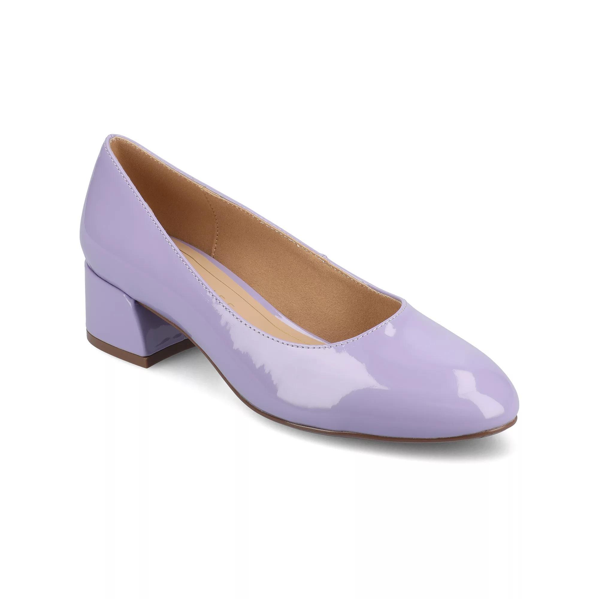 Journee Medium and Wide Width Saarii Womens Slip-On Block Heel Pumps Purple Patent Product Image