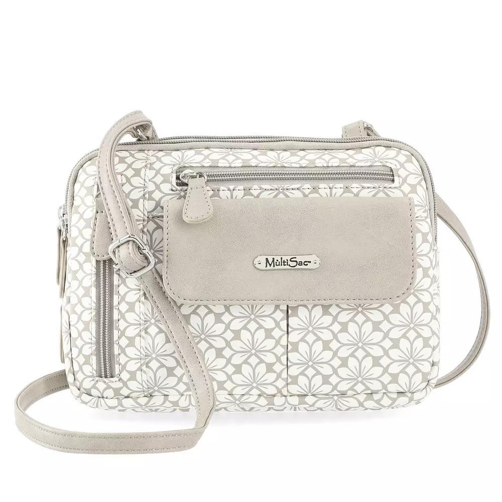 Women's MultiSac Zippy Crossbody Bag, Brown Geo Diamond Product Image