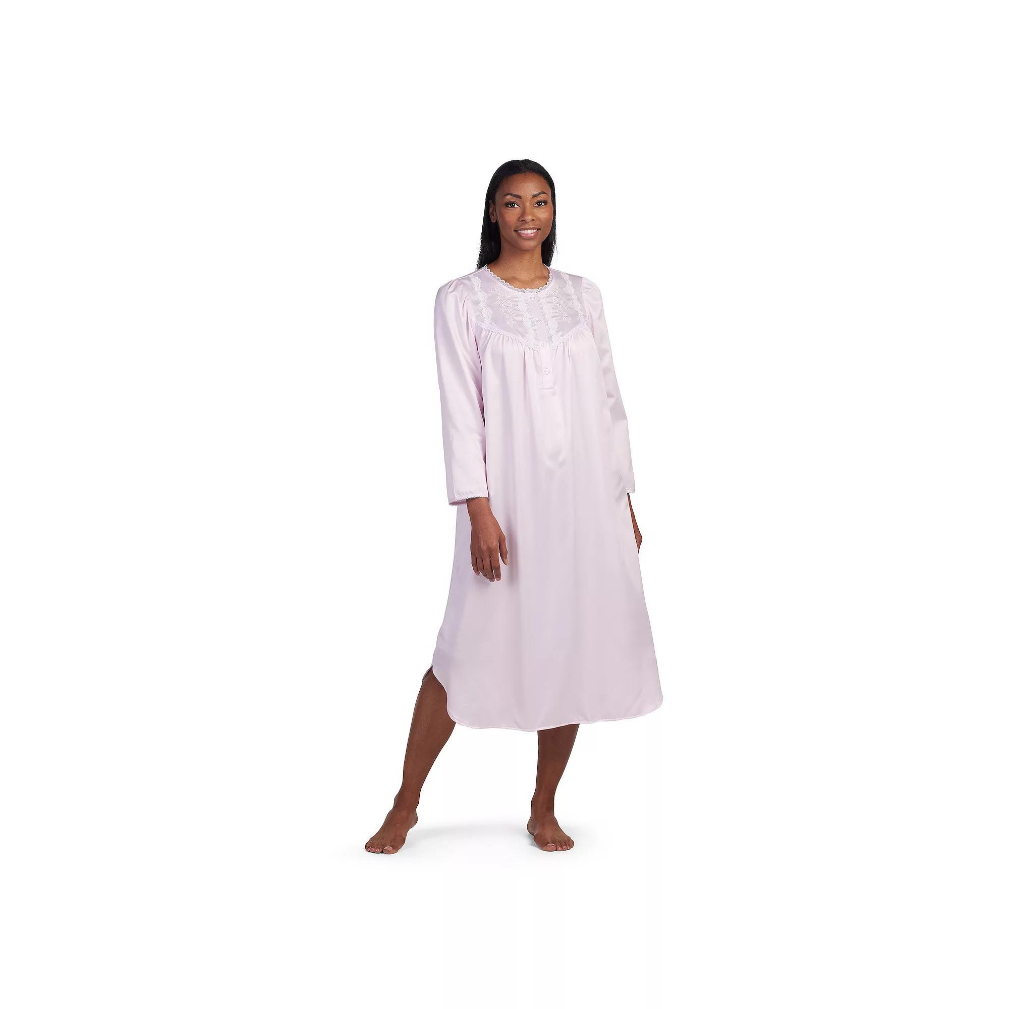 Women's Miss Elaine Essentials Brushed Back Satin Long Gown, Size: XL, Light Pink Product Image