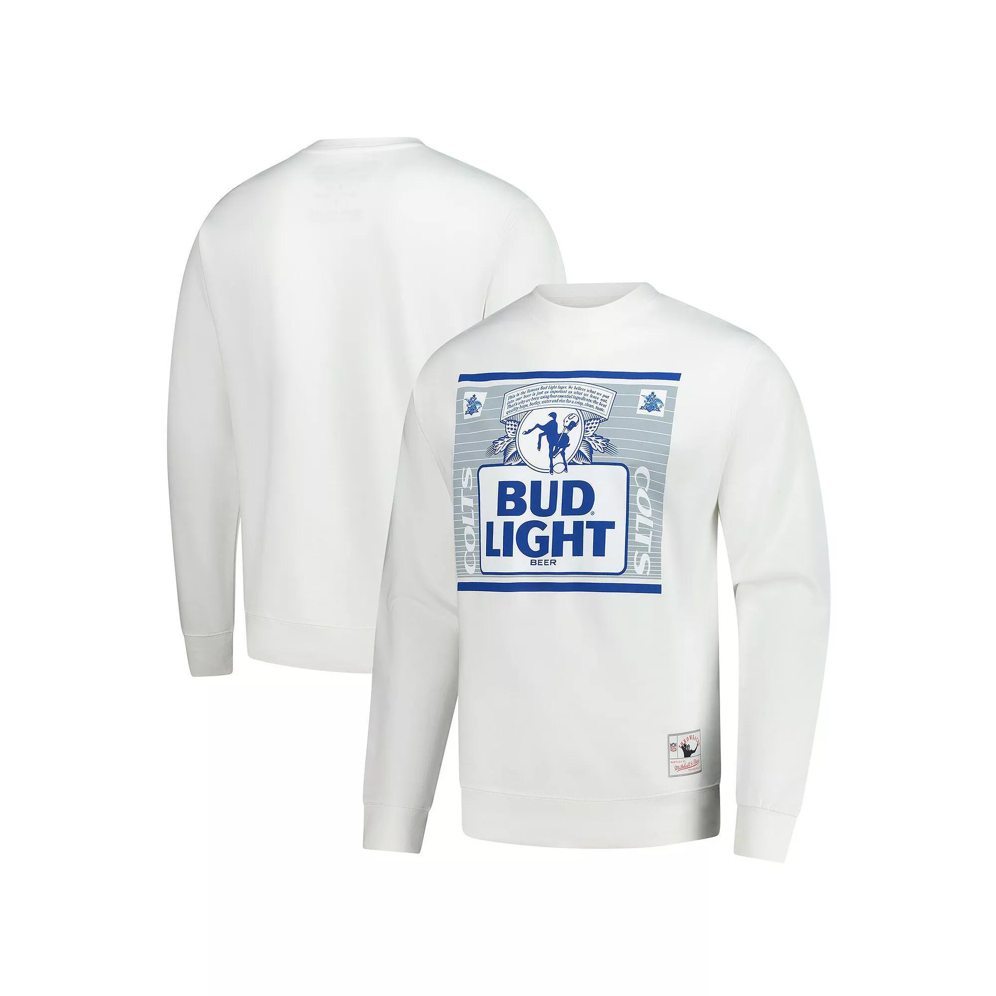 Men's Mitchell & Ness White Indianapolis Colts NFL x Bud Light The Crest Pullover Sweatshirt, Size: 3XL Product Image
