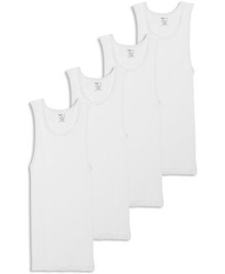 Men's Jockey® 4-Pack Fitted Tank Top A-Shirts, Size: Medium, White Gray Black Product Image