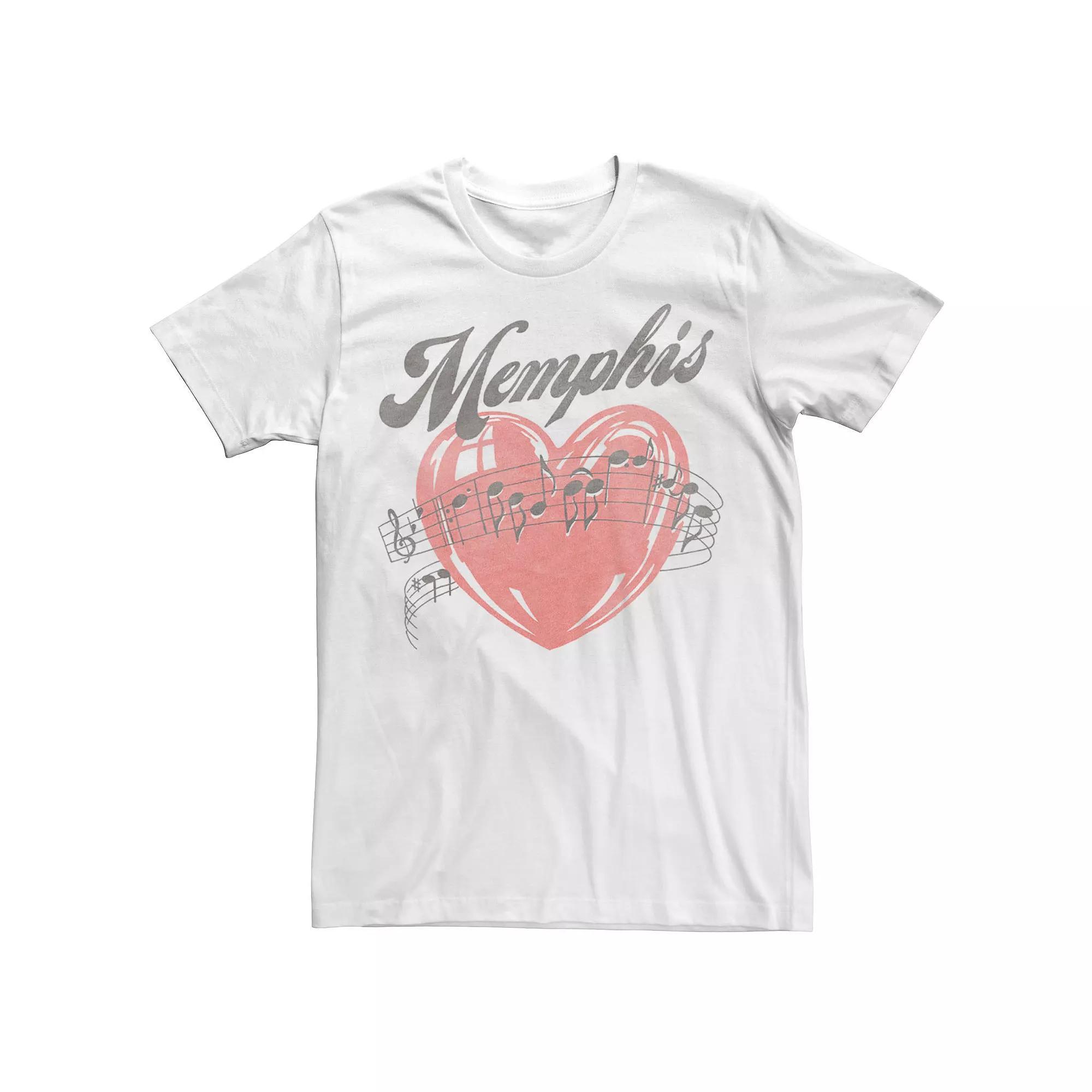 Men's Trendy Memphis Music Notes Beating Heart Tee, Size: Medium, White Product Image