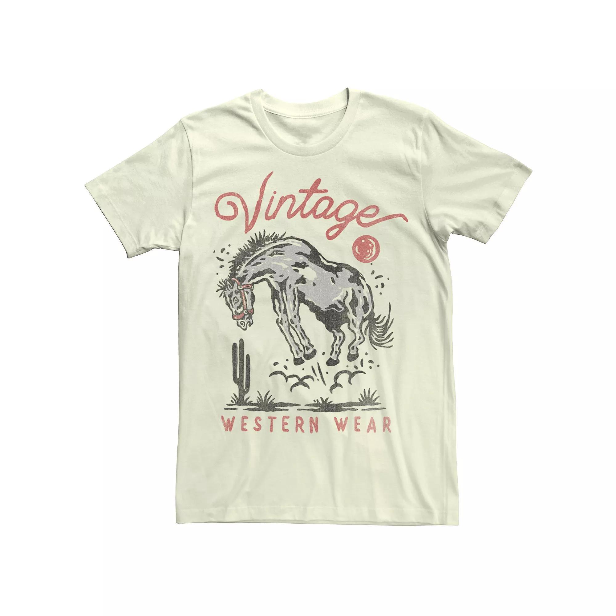 Men's Vintage Western Horse Tee, Size: Medium, Natural Product Image