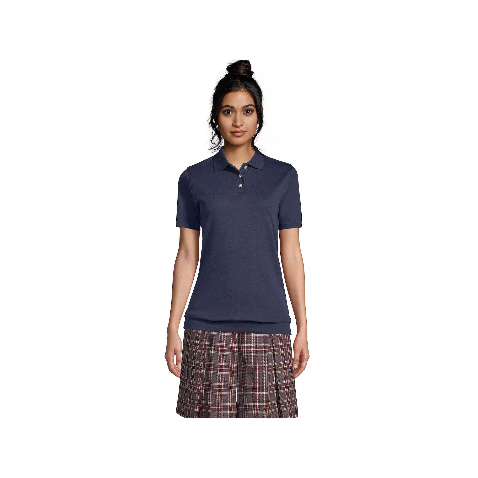 Women's Lands' End Short Sleeve Banded Bottom Polo Shirt, Size: Small, White Product Image