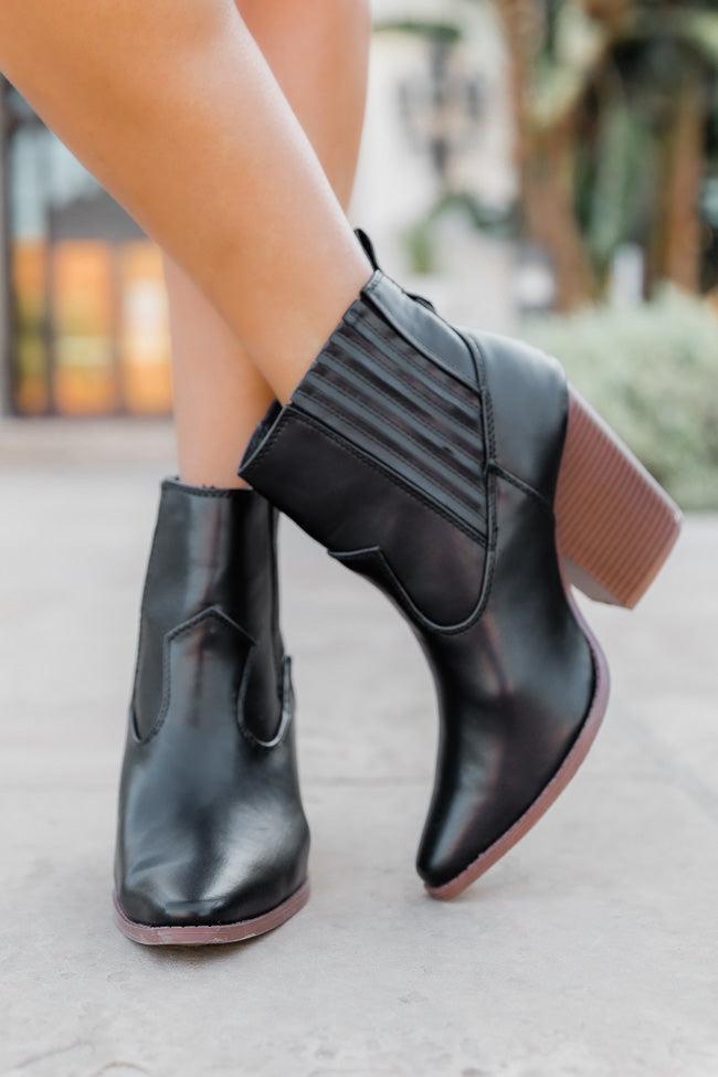 Cheyenne Black Pointed Toe Western Booties FINAL SALE Product Image