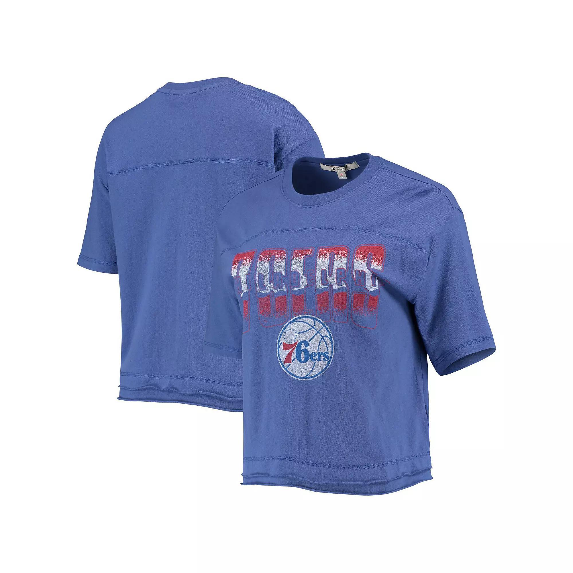 Women's Junk Food Royal Philadelphia 76ers Gradient Crop Top, Size: Medium, 76r Blue Product Image