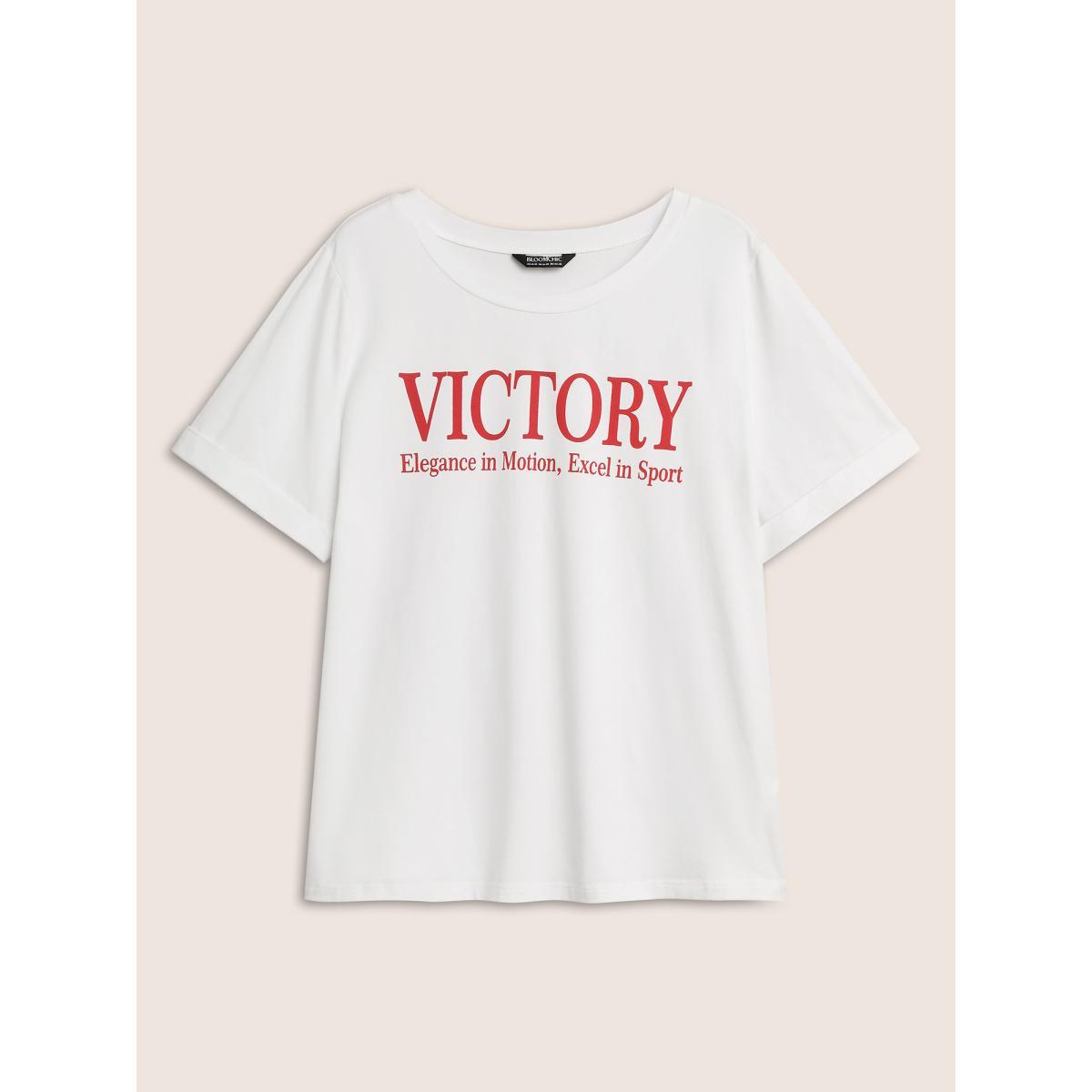 Plus Size Positive Slogans Print Round Neck T-shirt Originalwhite Women Casual Contrast Art&design Round Neck Everyday T-shirts BloomChic 30/6X Product Image