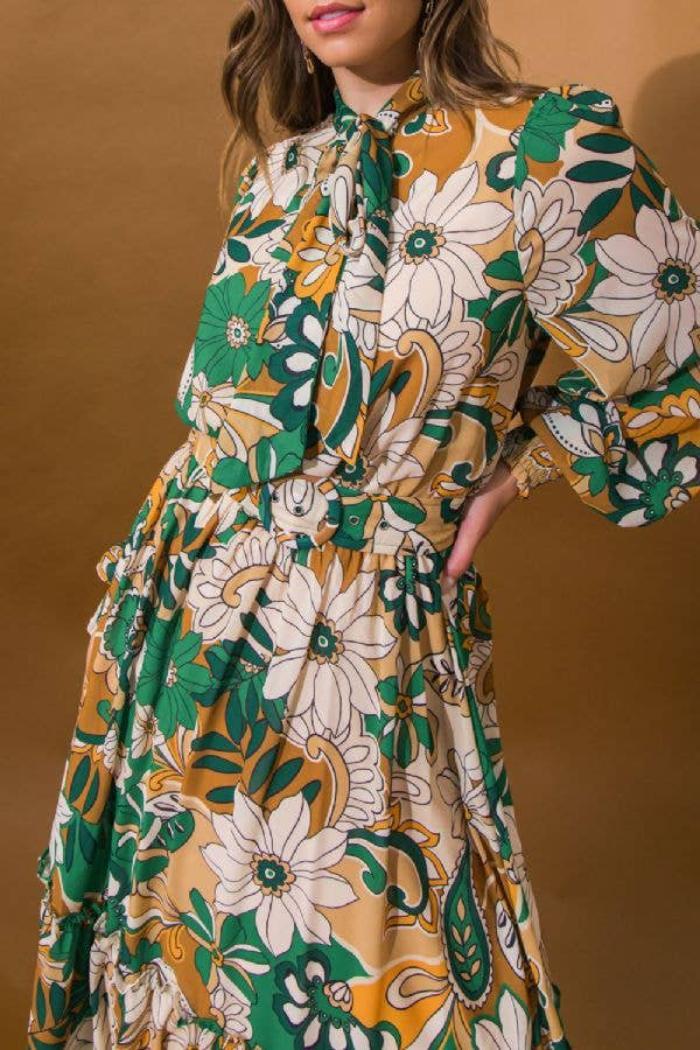 Floral Printed Woven Midi Dress Product Image