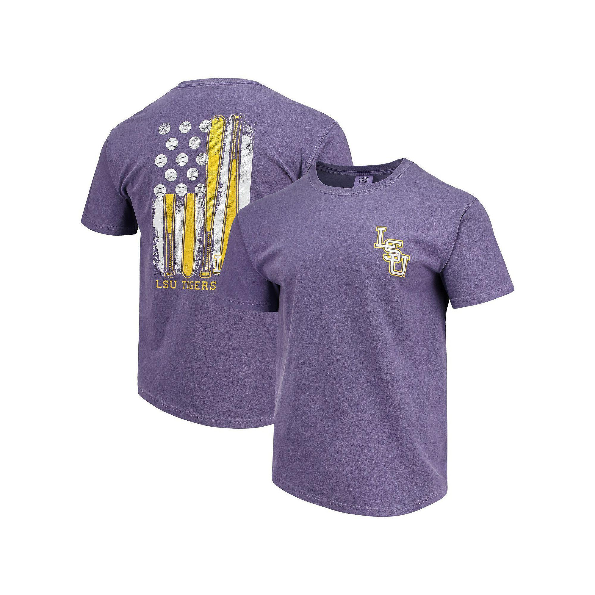 Men's Purple LSU Tigers Baseball Flag Comfort Colors T-Shirt, Size: Medium Product Image