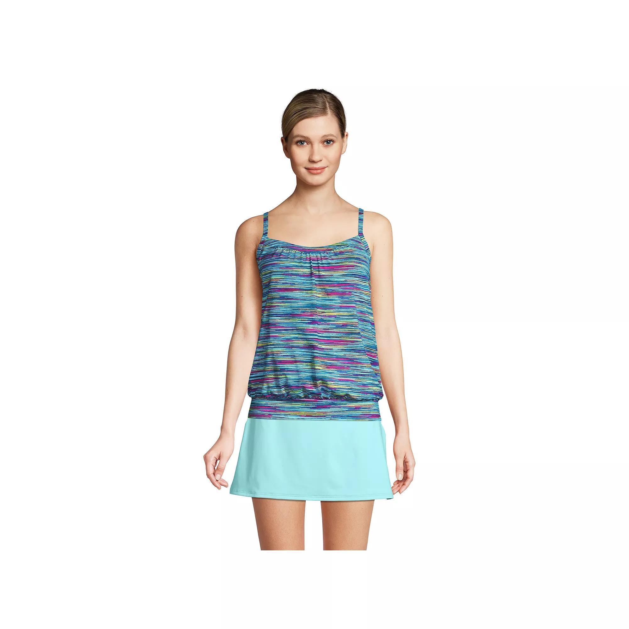 Women's Lands' End UPF 50 Blouson Tankini Swimsuit Top, Size: 6, Black Product Image