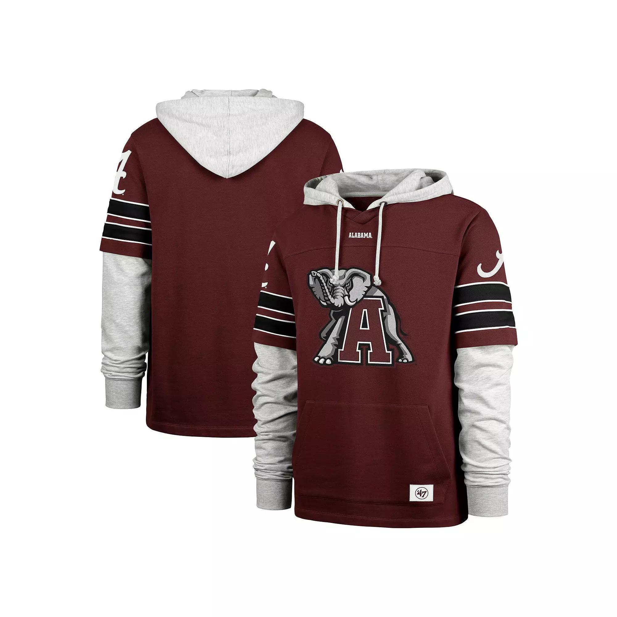 Men's '47 Crimson Alabama Crimson Tide Big & Tall Blitz Lacer Pullover Hoodie, Size: 3XB, Red Product Image