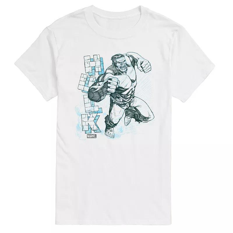 Big & Tall Marvel Hulk Block Sketch Graphic Tee, Mens Product Image