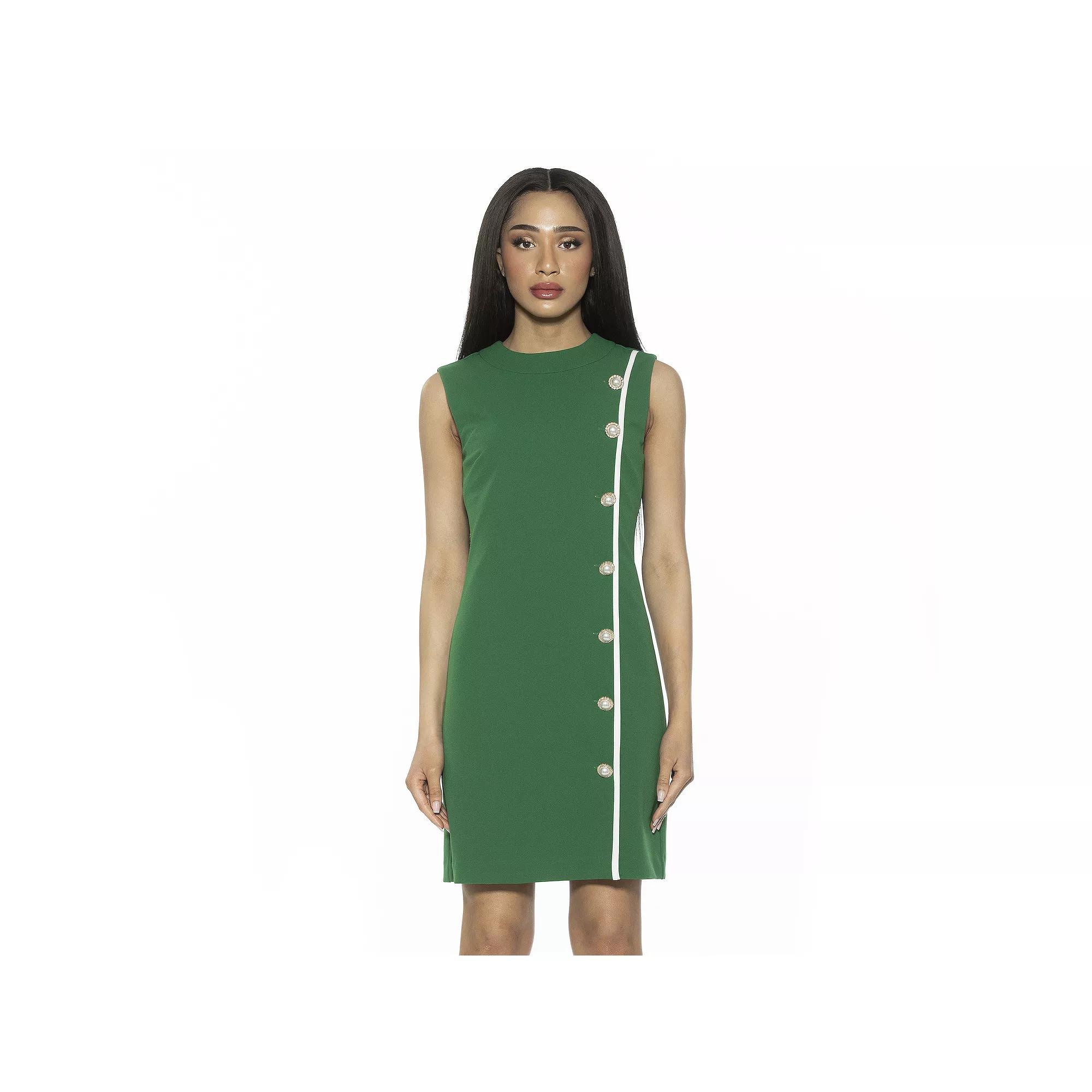 Women's ALEXIA ADMOR Armani Button Down Sleeveless Shift Dress, Size: XL, Green Product Image