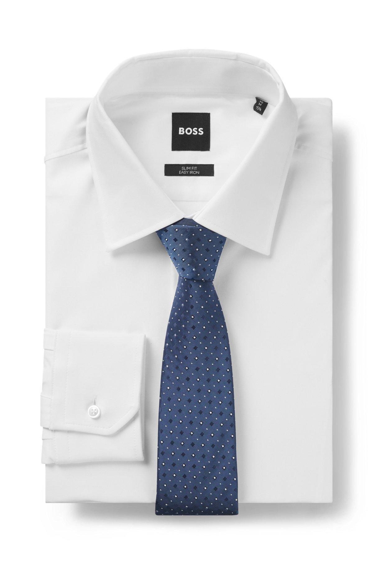 BOSS - Silk-blend tie with jacquard pattern - Light Blue Product Image