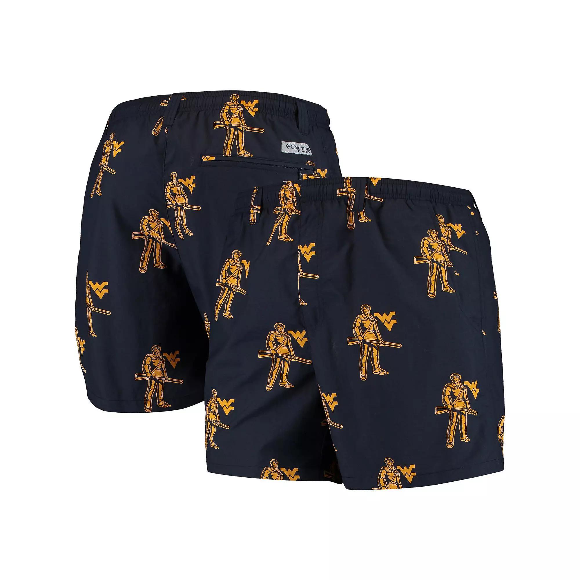 Mens Columbia West Virginia Mountaineers PFG Backcast II Omni-Shade Hybrid Shorts Blue Product Image