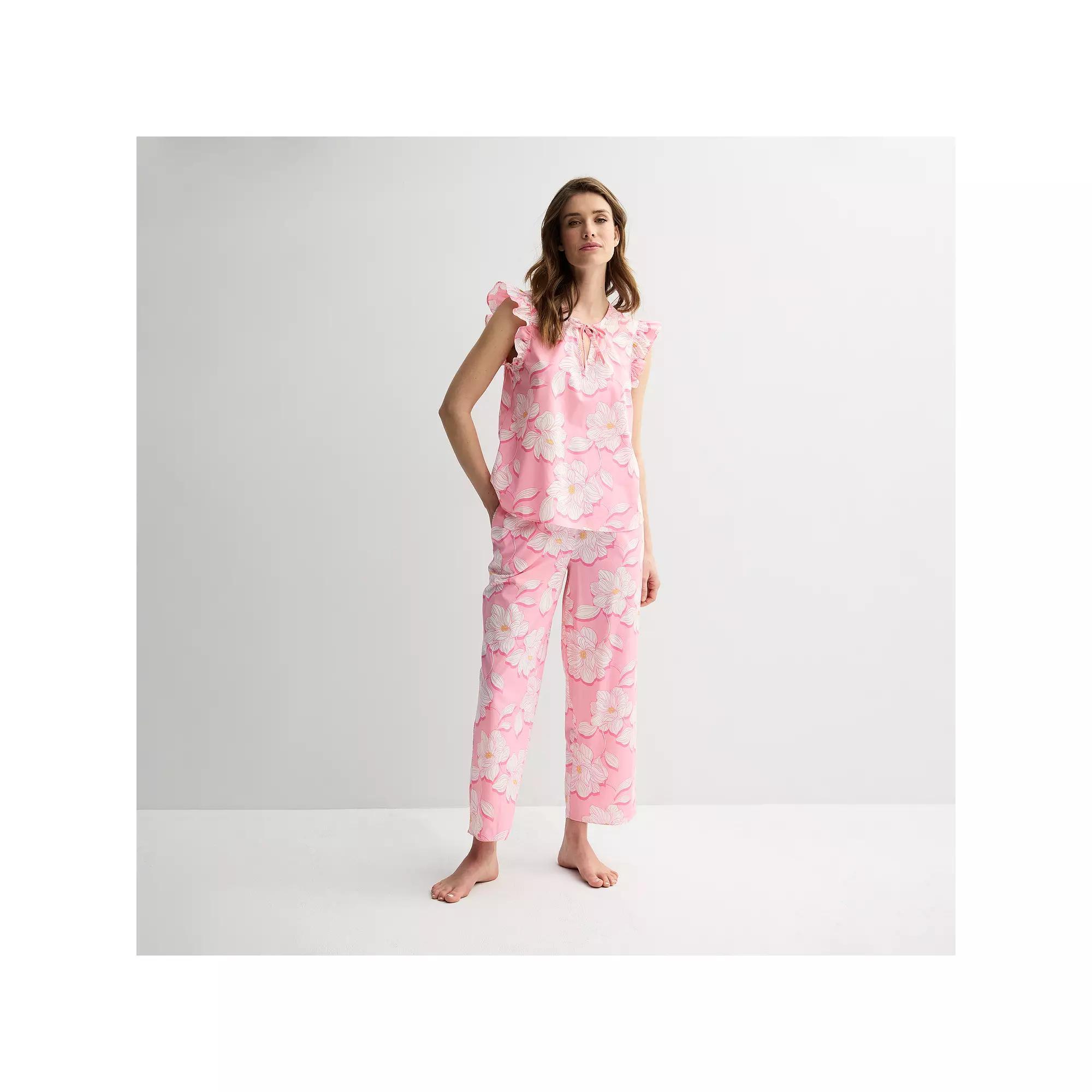 Women's Draper James 2-Piece Woven Pajama Tank Top & Pajama Pants Set, Size: XL, Pink Magnolia Shadows Product Image