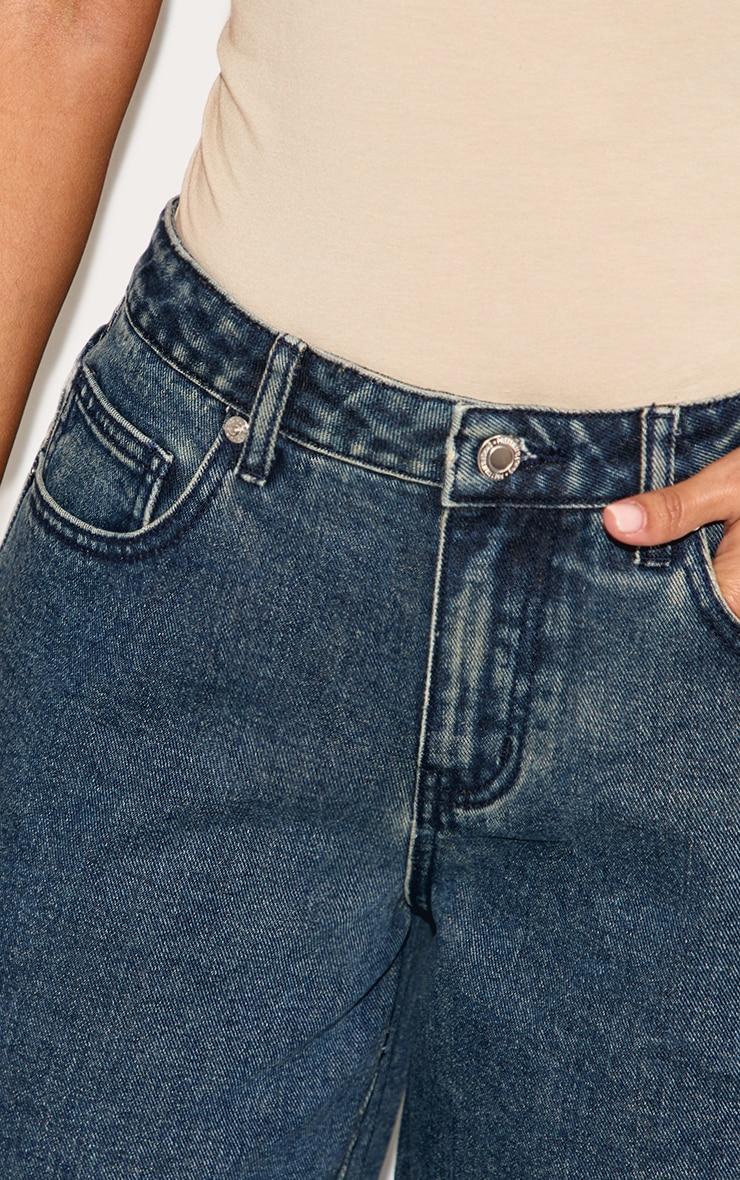 Petite Mid Blue Wash Low Rise Boyfriend Jeans Product Image