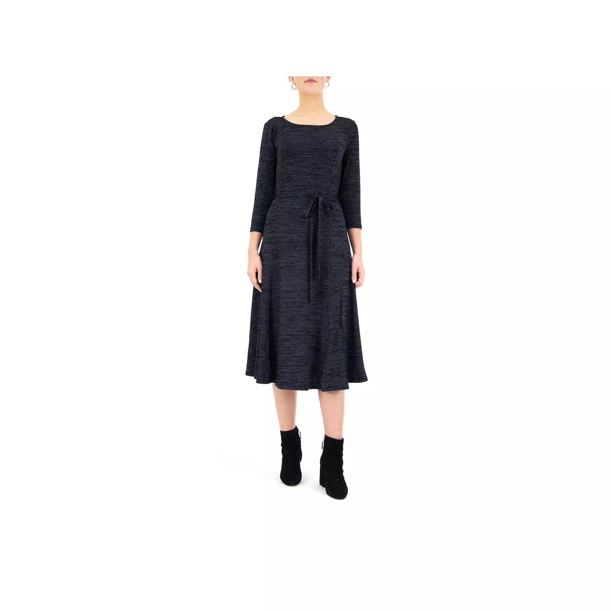Women's Nina Leonard Sylvia Midi Dress, Size: XL, Blue Melange Product Image