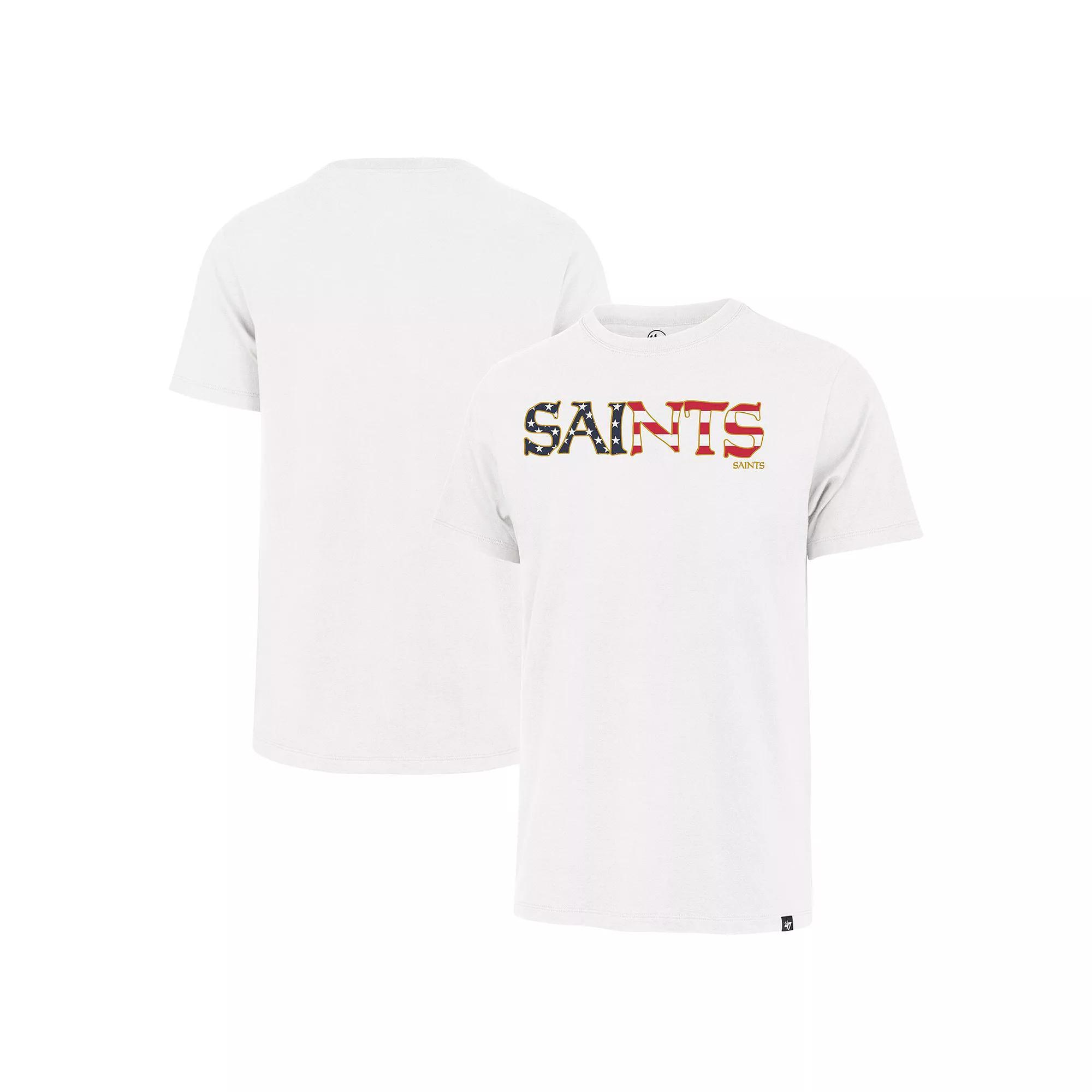 Men's '47 White New Orleans Saints Flag Script Franklin T-Shirt, Size: Medium Product Image