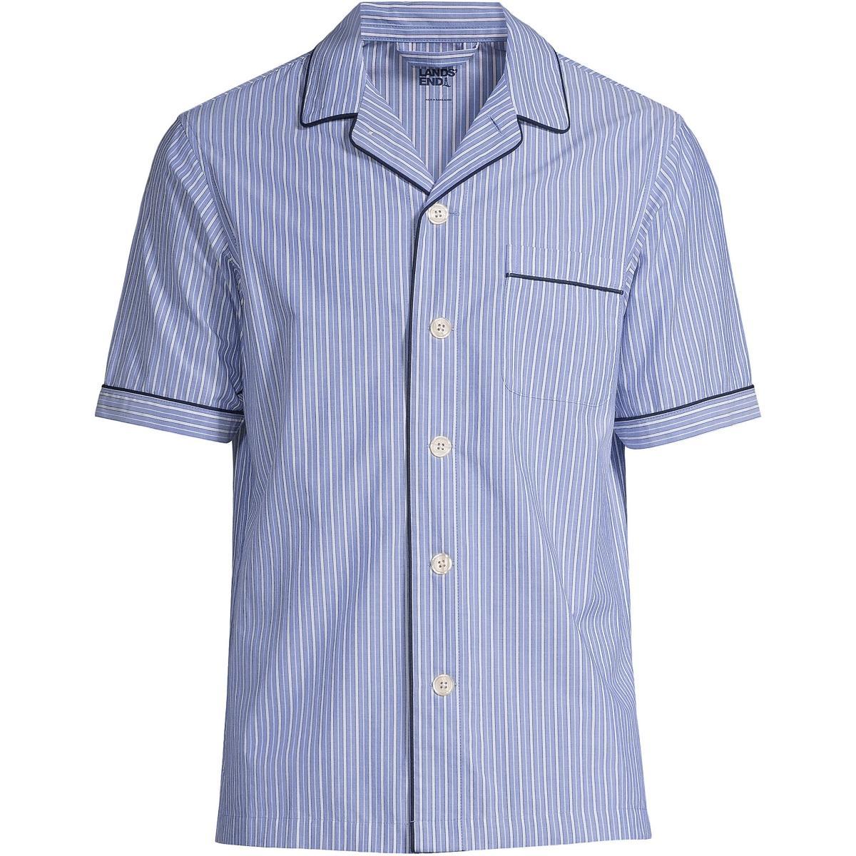 Men's Lands' End Poplin Pajama Shirt, Size: Large, Blue Chambray Product Image