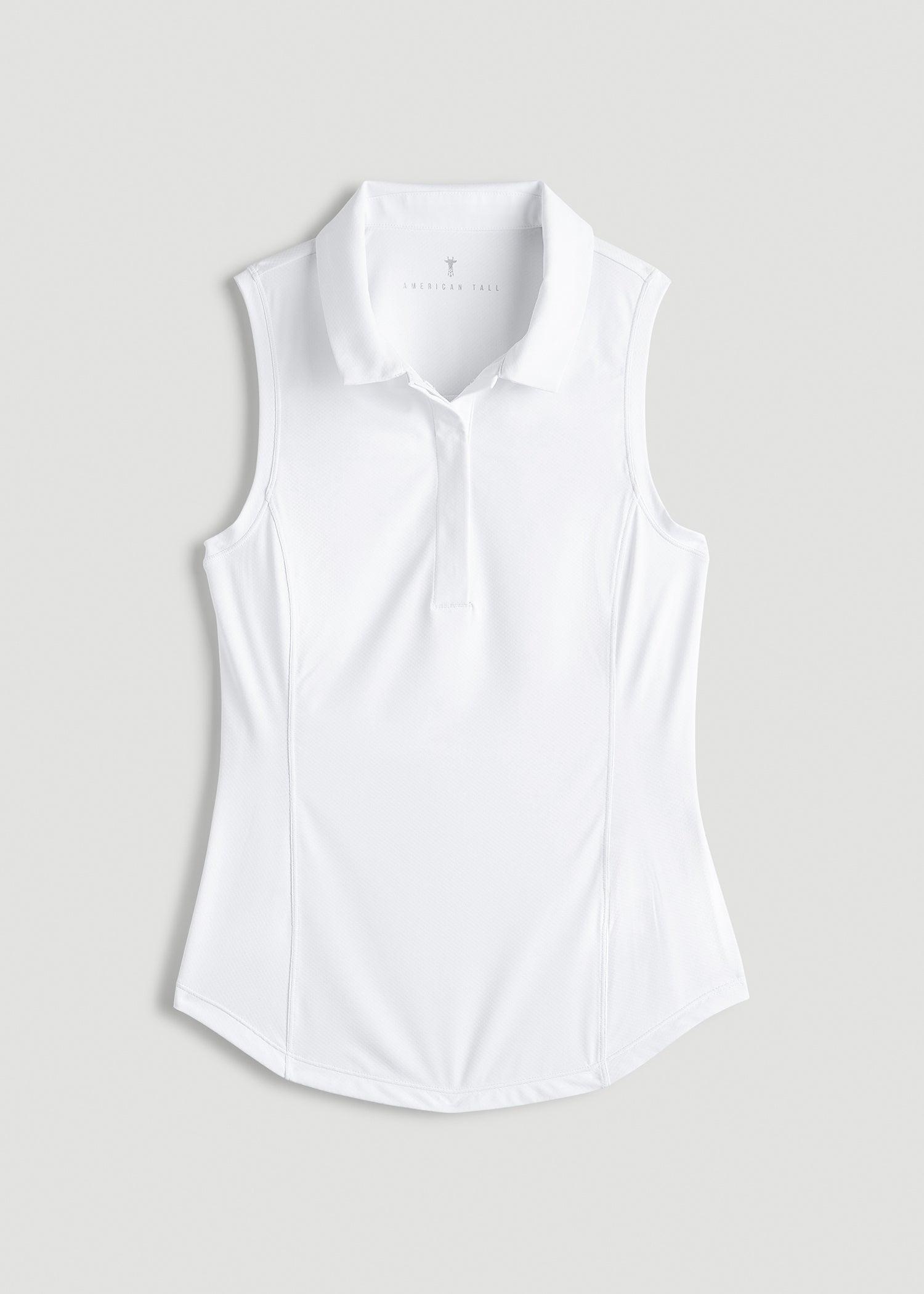 Active Sleeveless Polo Shirt for Tall Women in White Female Product Image