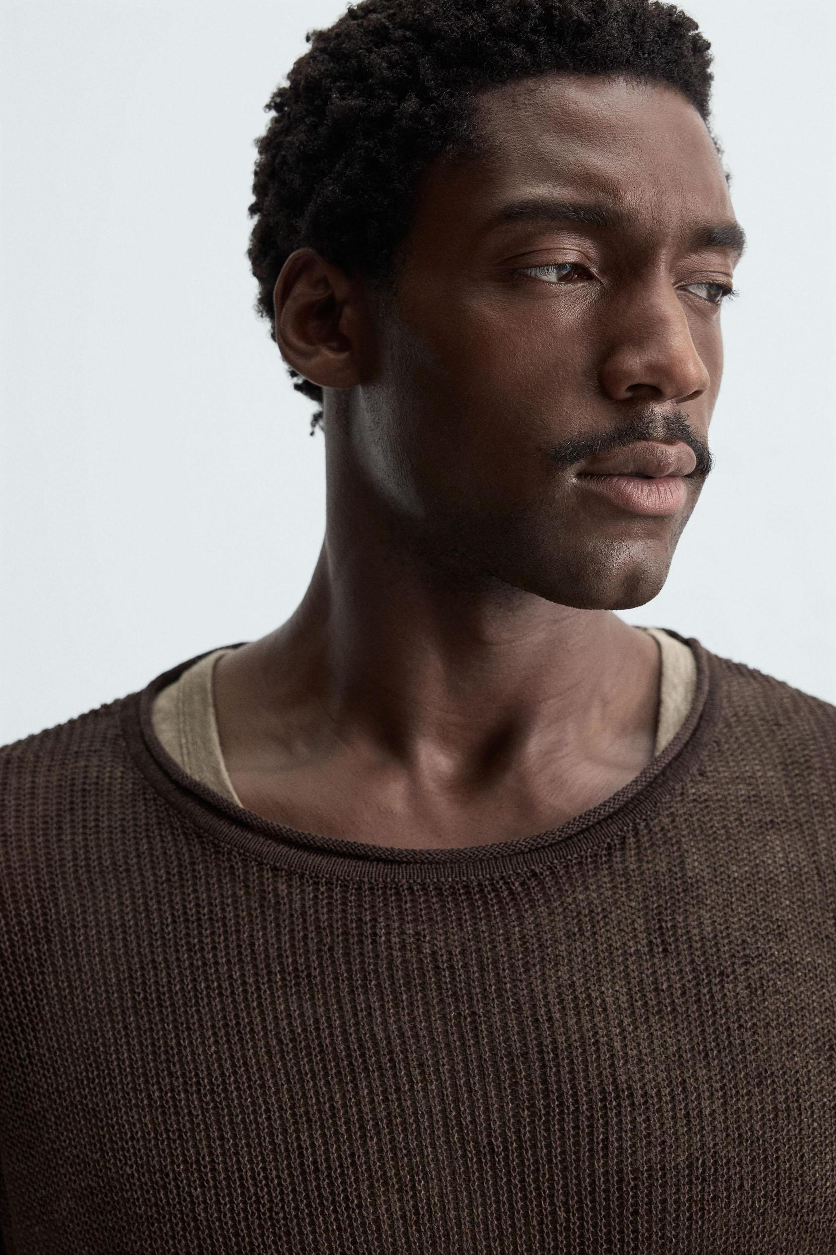LINEN BLEND TEXTURED SWEATER Product Image
