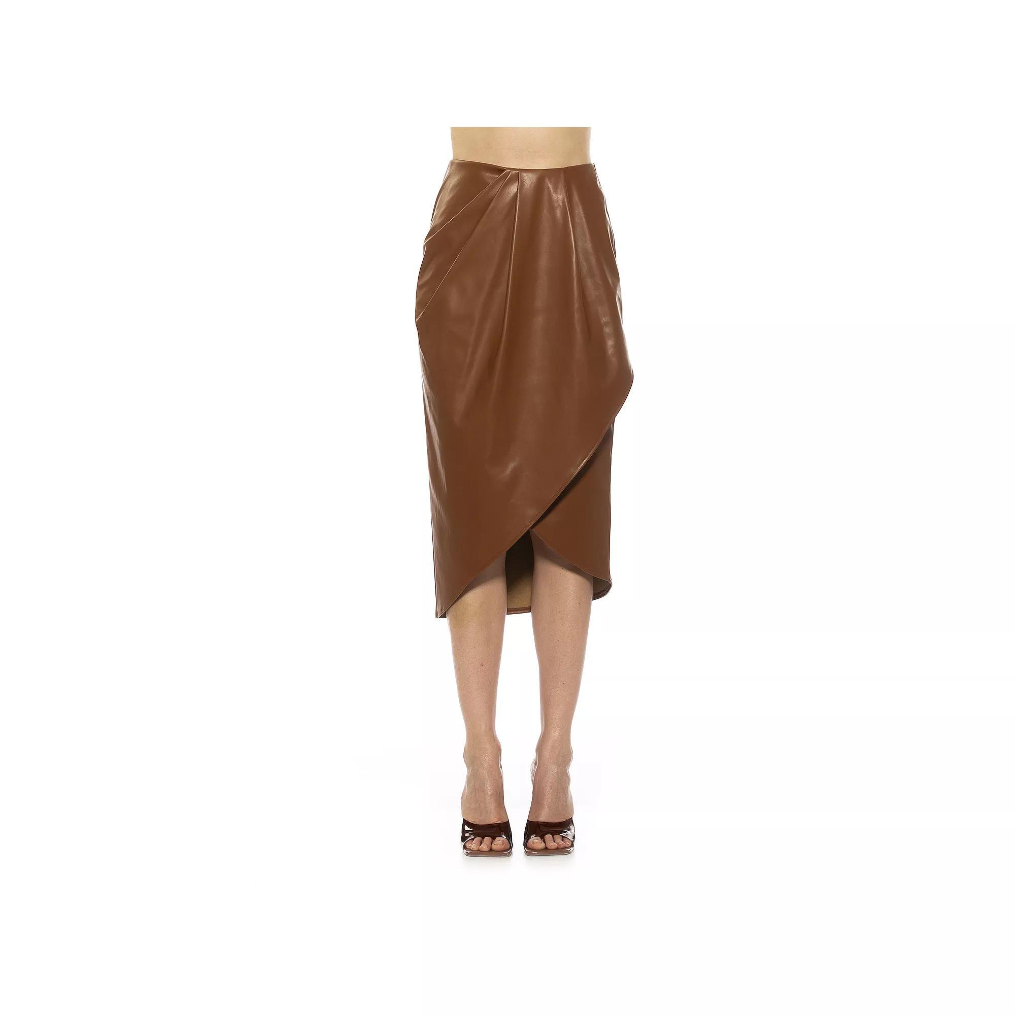 Women's ALEXIA ADMOR Kai Draped Midi Length Skirt, Size: 12, Black Product Image