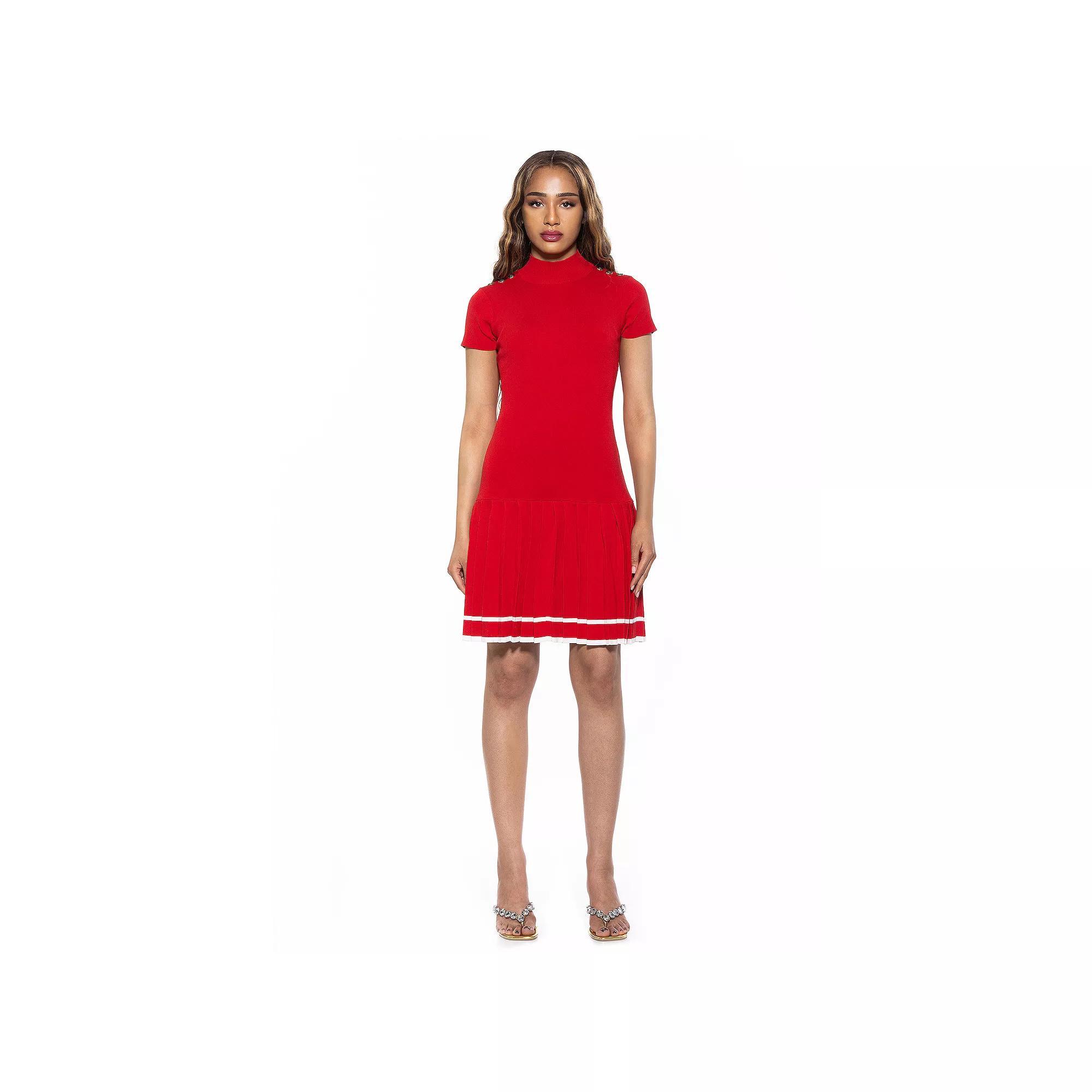 Womens ALEXIA ADMOR Devika Mockneck Pleated Knit Dress Product Image