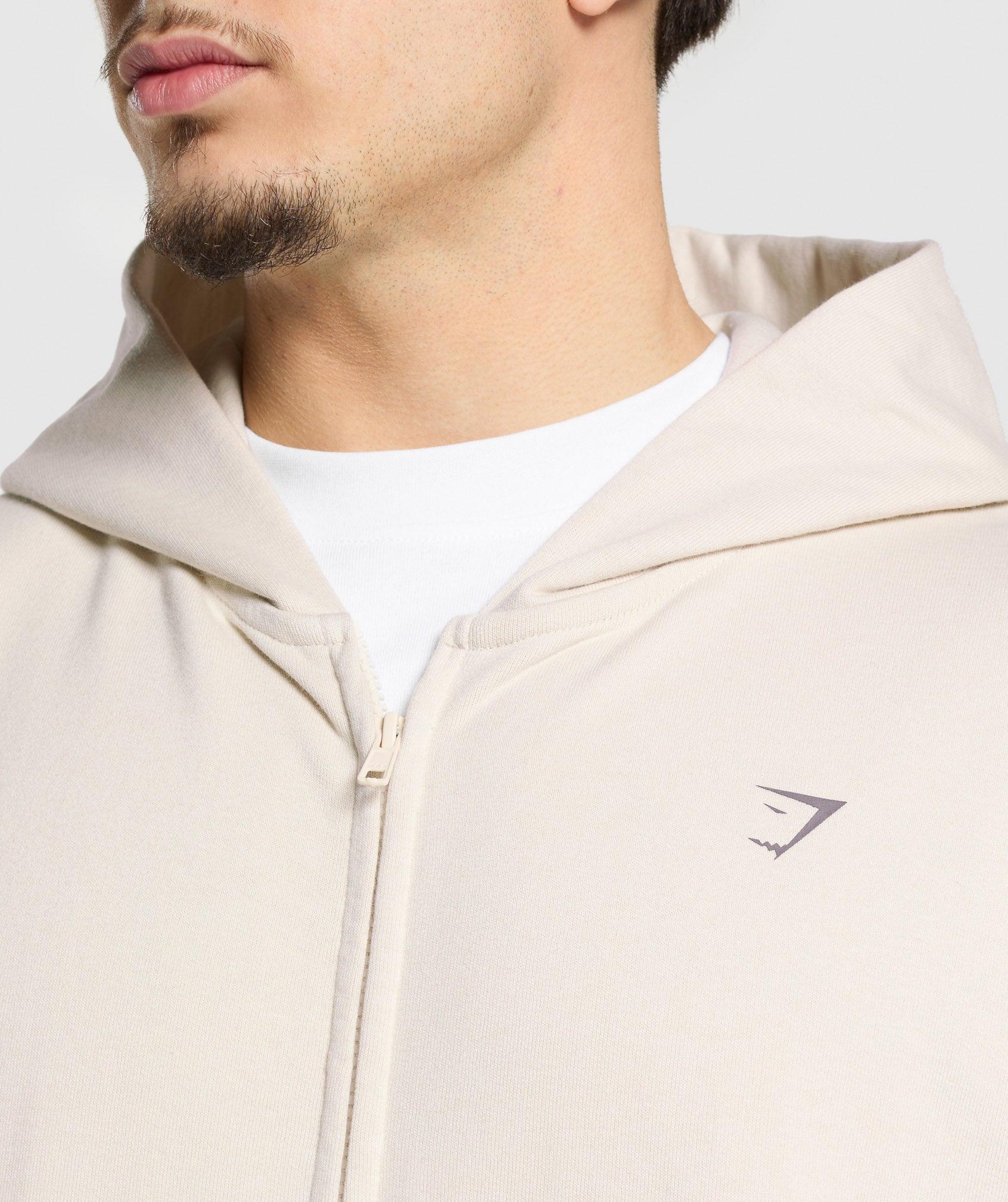Gymshark Atlas Zip Up Hoodie - Oat White Male Product Image