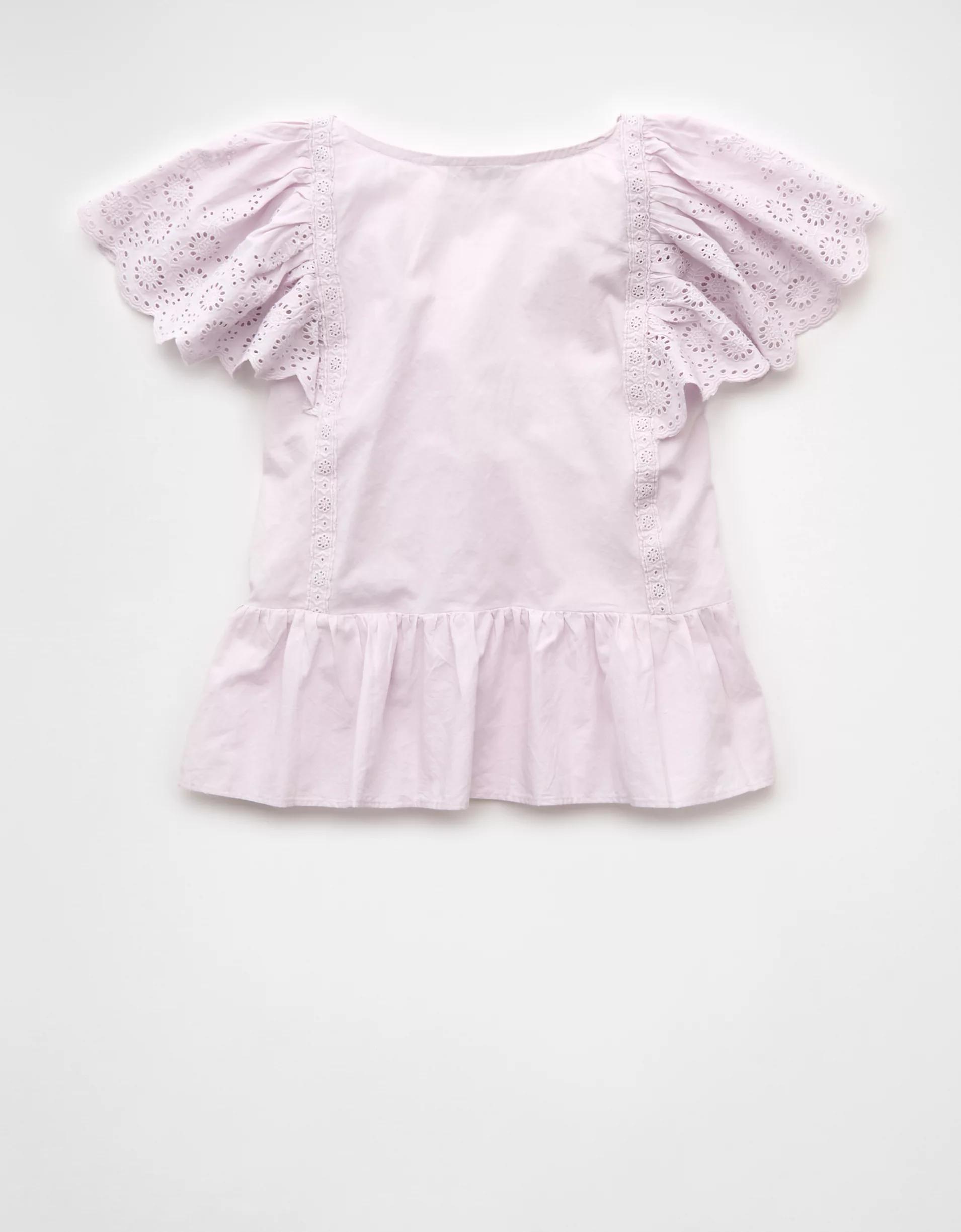 AE Cap Sleeve Eyelet Blouse Product Image
