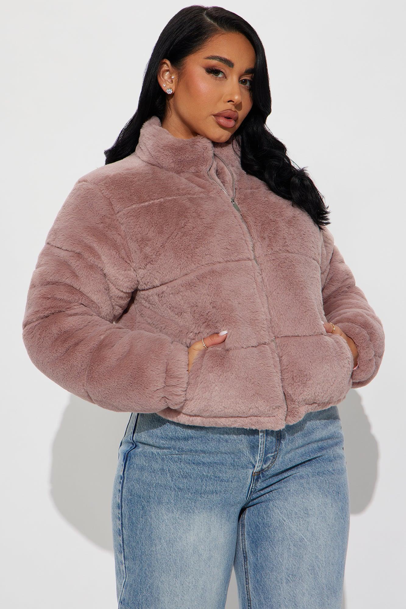 Elizabeth Faux Fur Jacket - Mauve Product Image