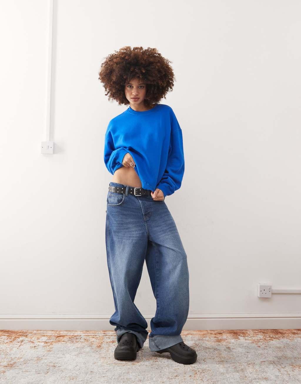 Weekday Essence sweatshirt in blue Product Image