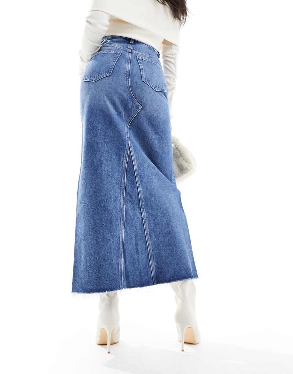 & Other Stories denim midaxi skirt with split in mid blue ASOS exclusive Product Image