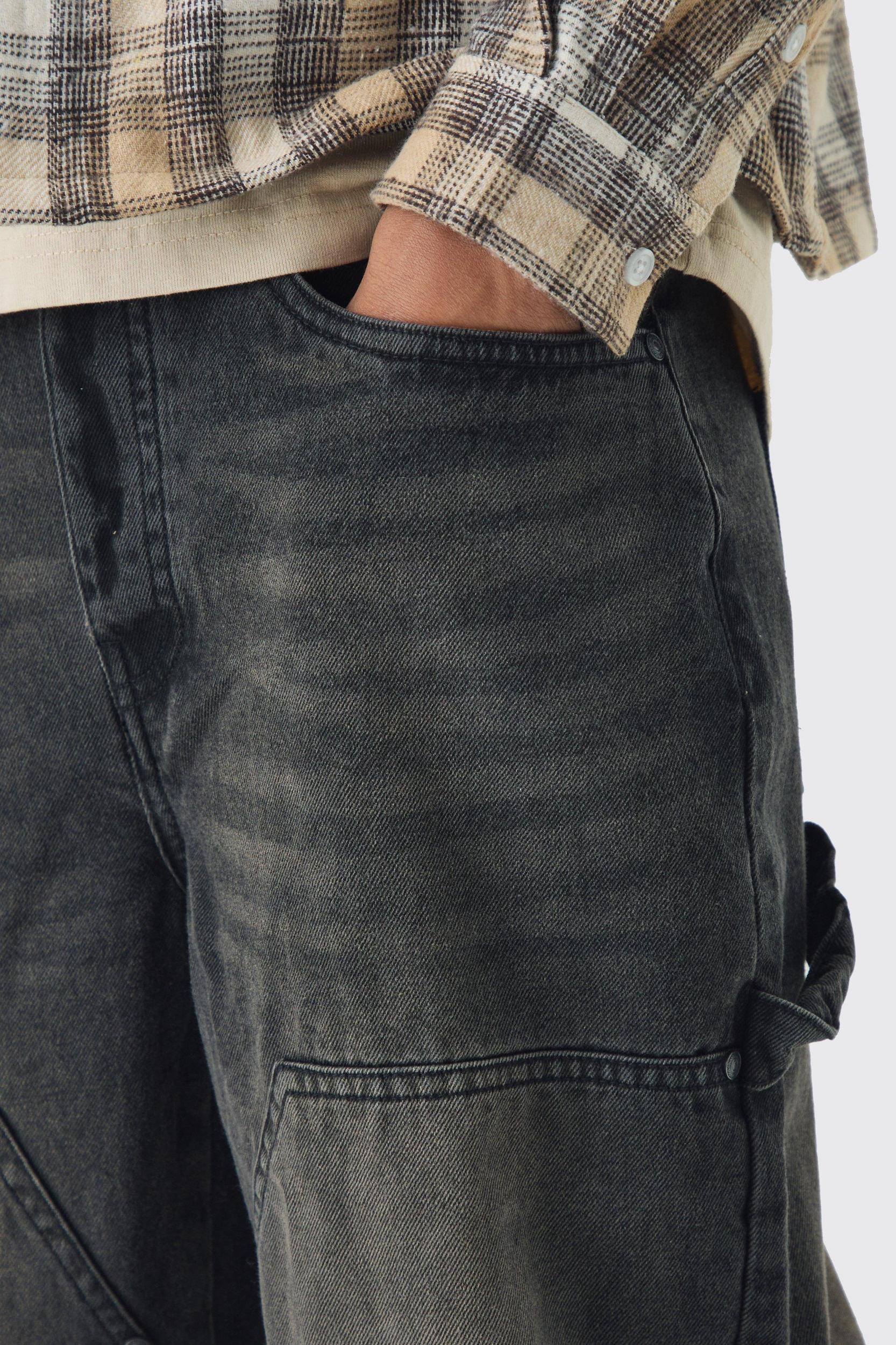 Relaxed Fit Carpenter Jeans With Split Hem | boohooMAN USA Product Image
