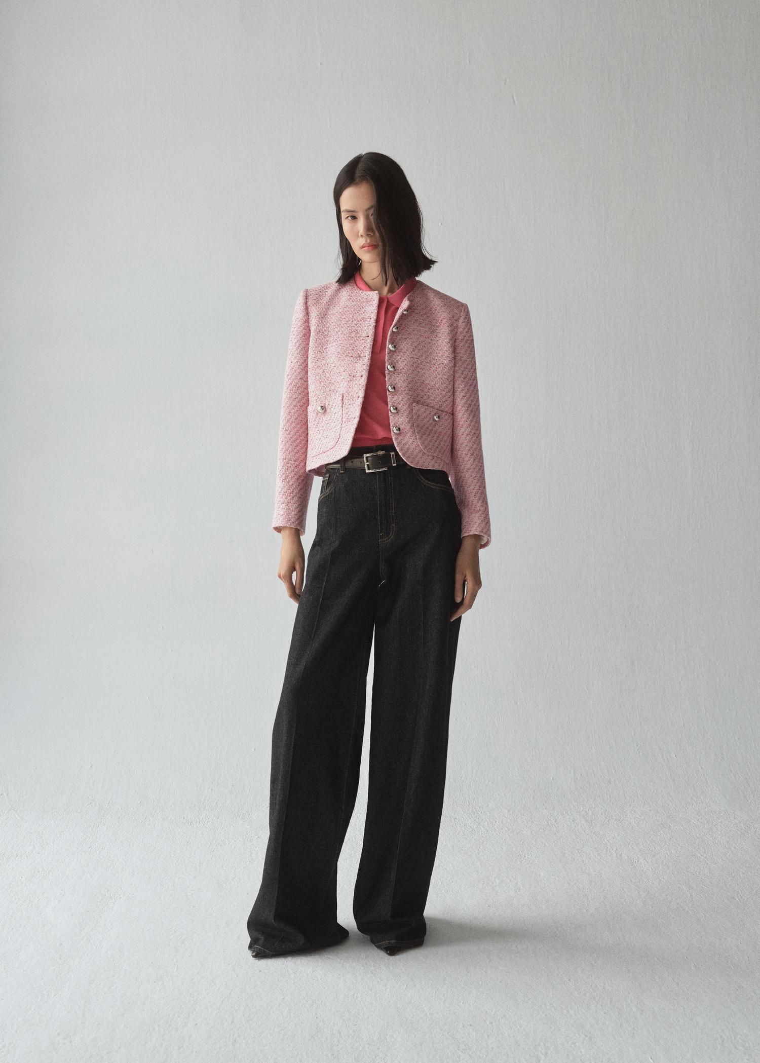 Fitted tweed jacket - Women | MANGO USA Product Image