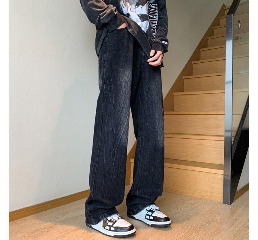 Mid Rise  Washed Straight Leg Jeans Product Image