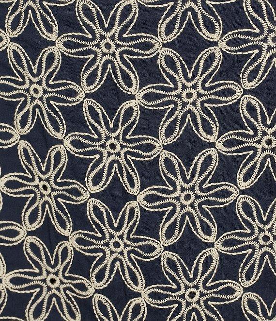 tyler boe Pamela Cotton Daisy Embroidered Square Neck Sleeveless A-Line Dress Product Image