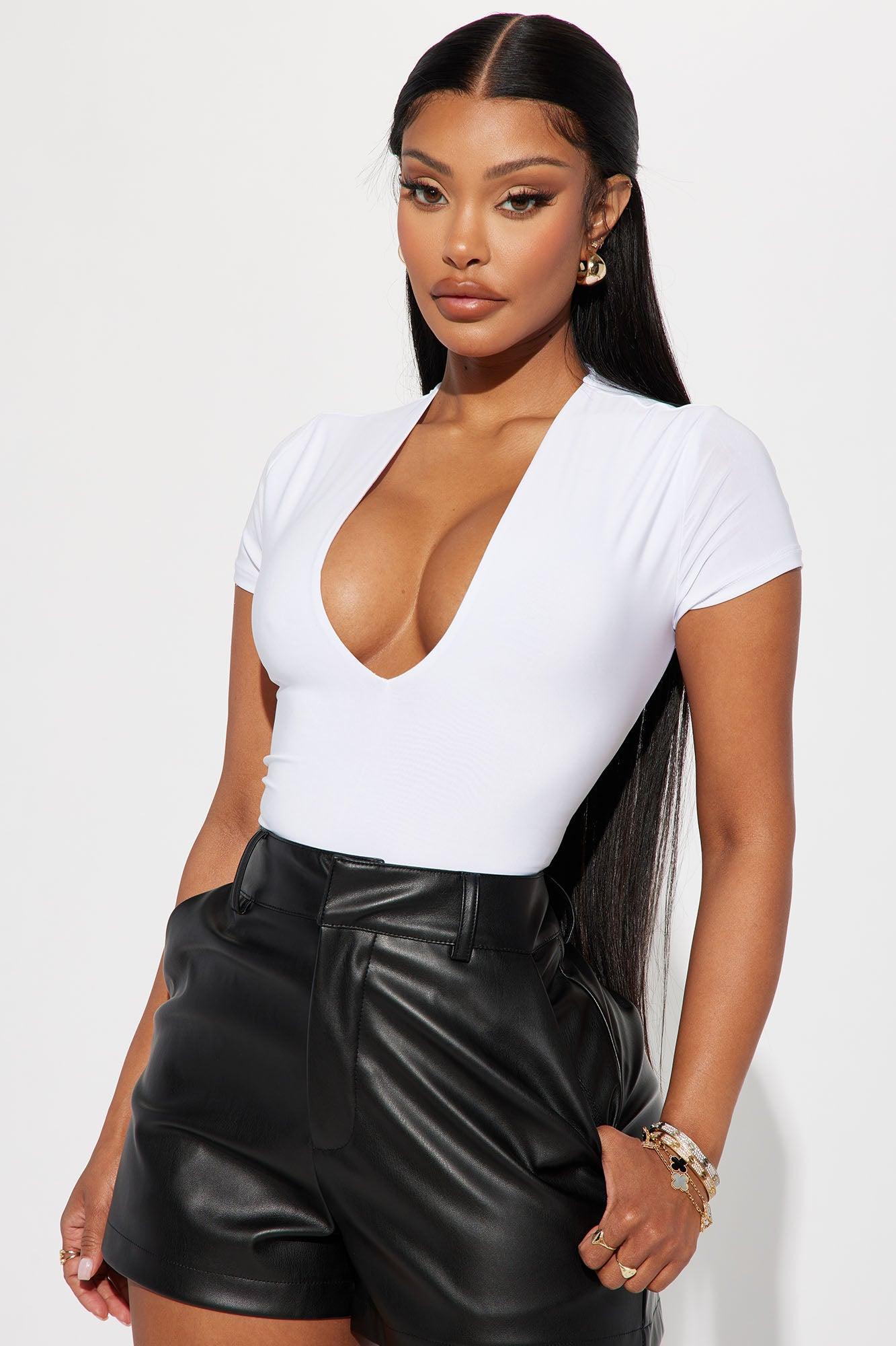 Take The Plunge Lined Bodysuit - White Product Image