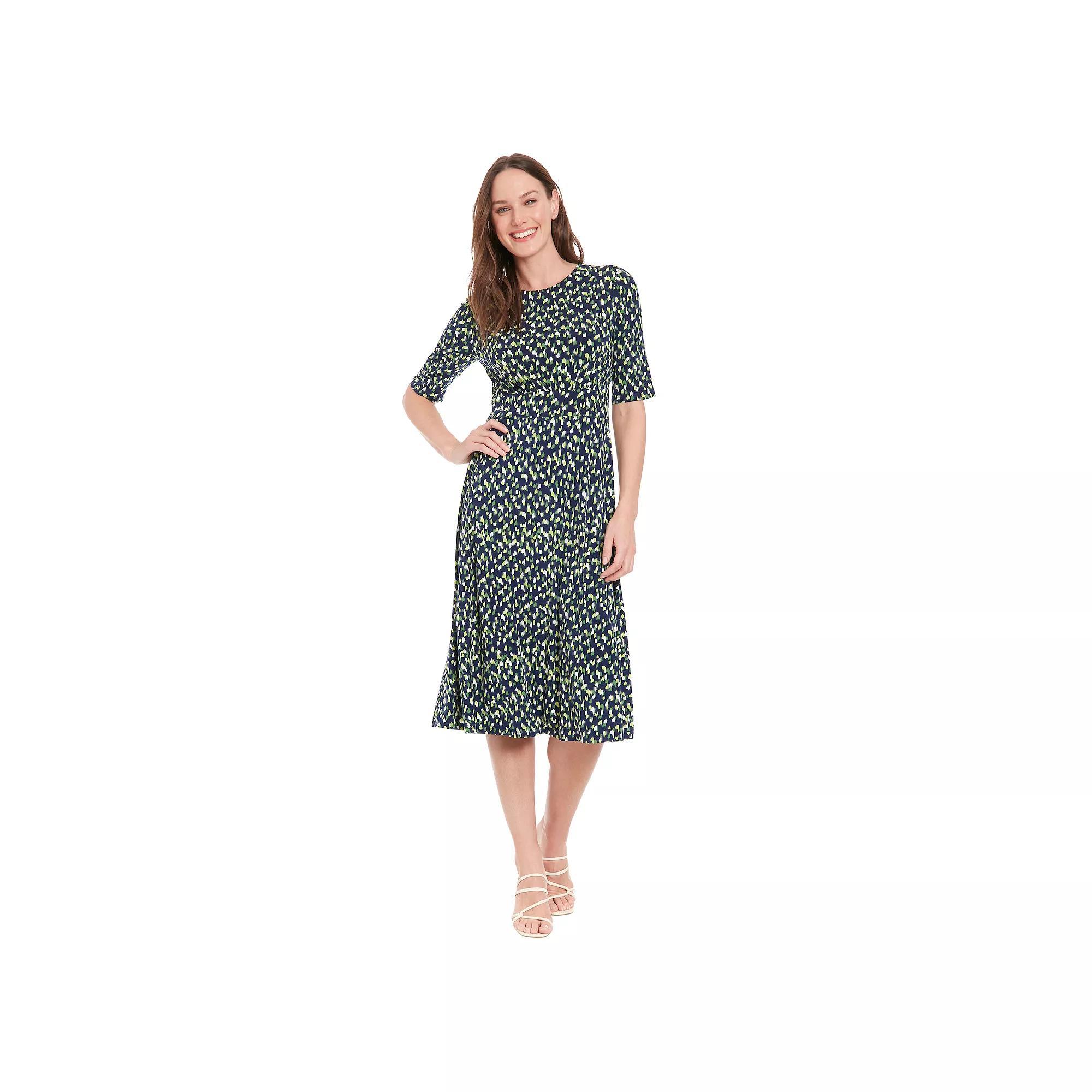 Women's London Times Printed Midi A-Line Dress, Size: 10, Black Orchid Product Image